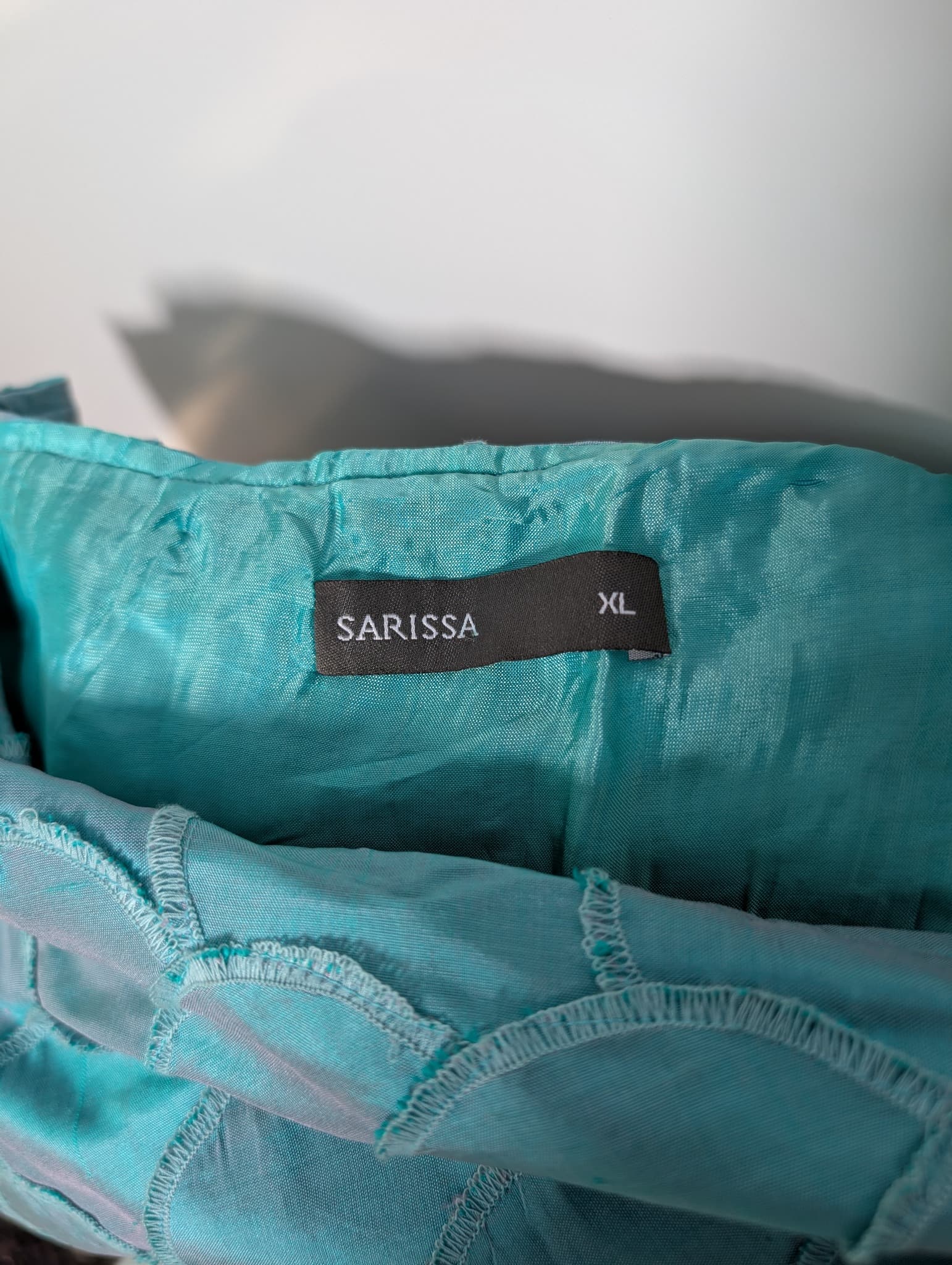 Sarissa Silk Scalloped Applique Skirt Teal Iridescent XL — photo 5 of 7