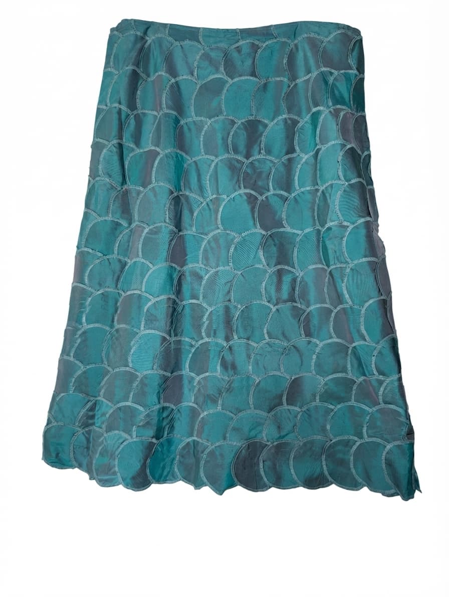 Sarissa Silk Scalloped Applique Skirt Teal Iridescent XL — photo 1 of 7