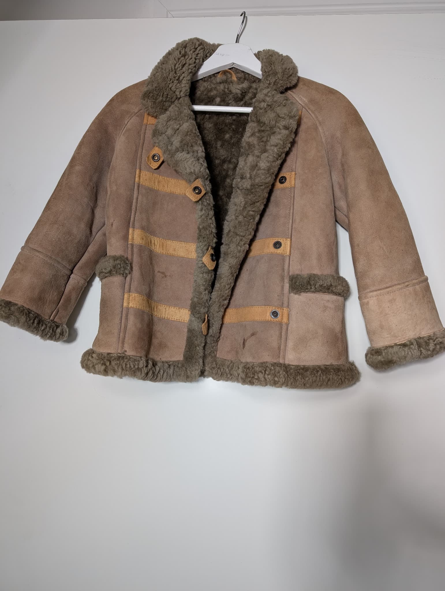 Scaffa Vintage Shearling Toggle Coat Tan Size 26 — photo 1 of 6