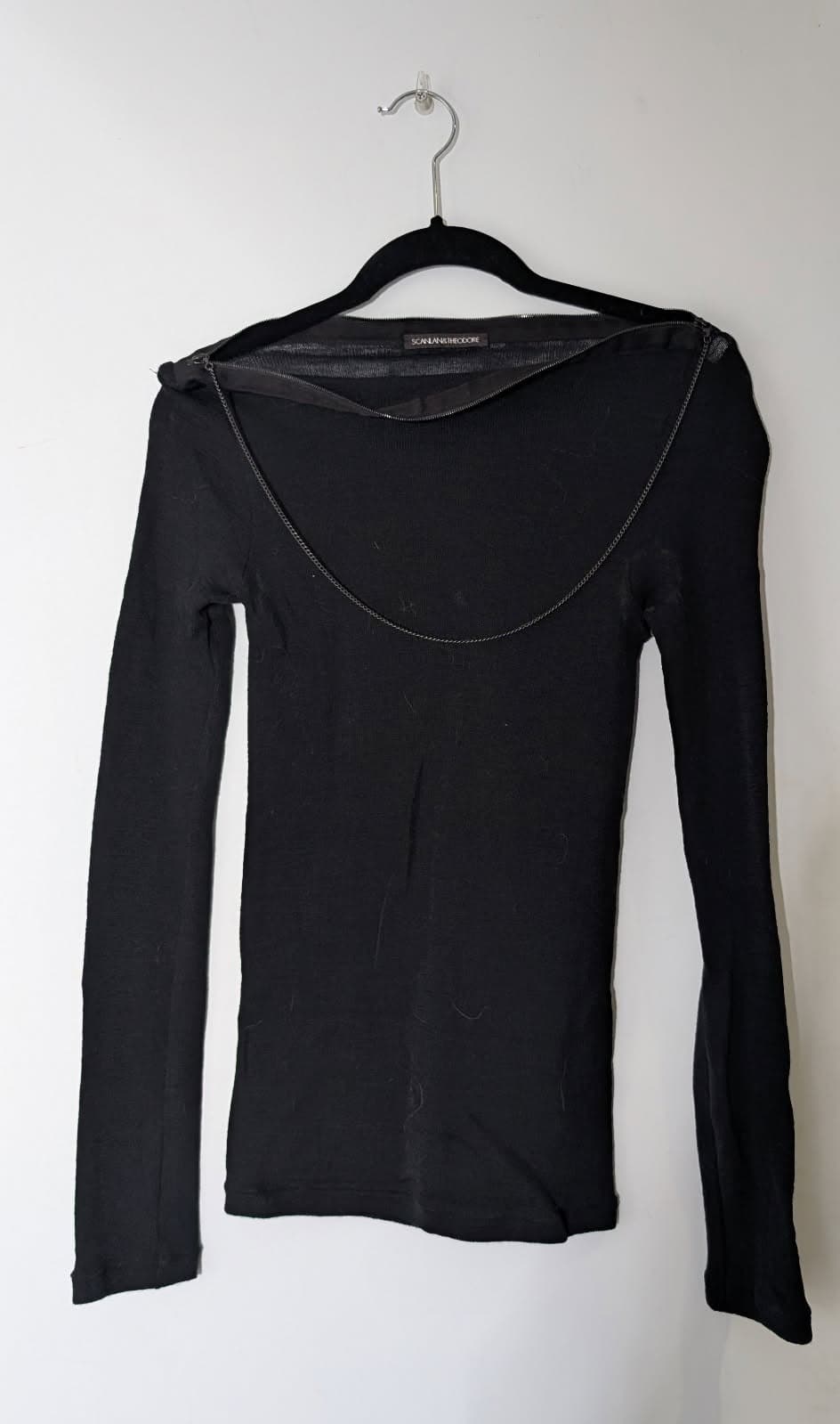 Scanlan Theodore Black Long Sleeve Top With Chain Detail — photo 2 of 8