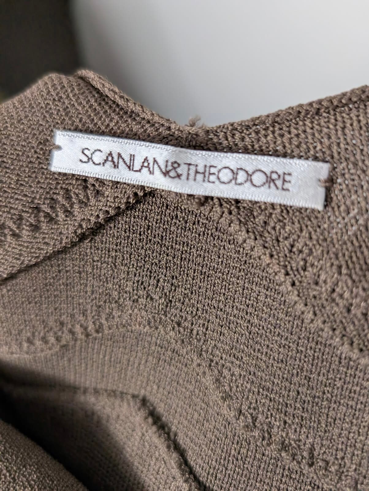 Scanlan & Theodore Brown V-Neck Bandage Knit Dress - Size SM — photo 2 of 6