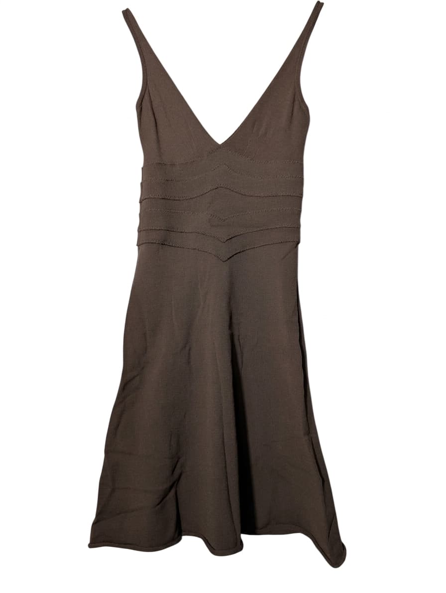 Scanlan & Theodore Brown V-Neck Bandage Knit Dress - Size SM — photo 1 of 6