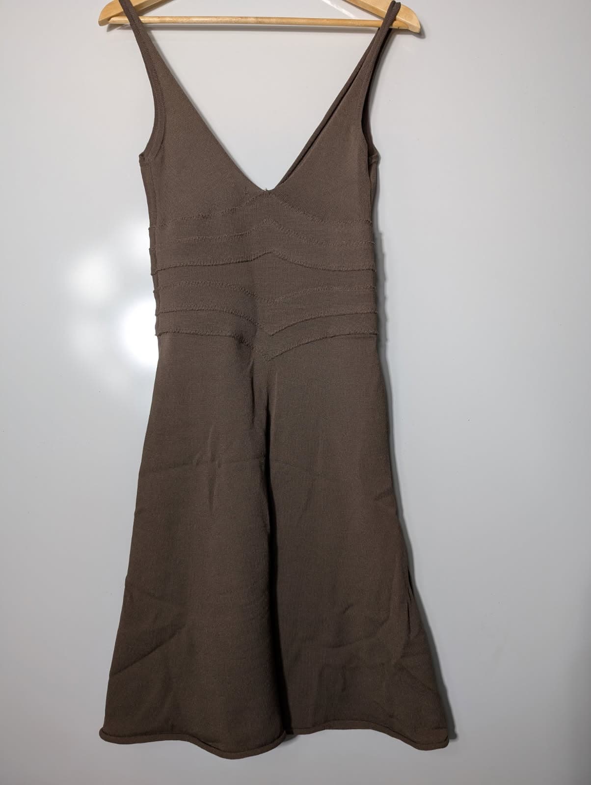 Scanlan & Theodore Brown V-Neck Bandage Knit Dress - Size SM — photo 6 of 6