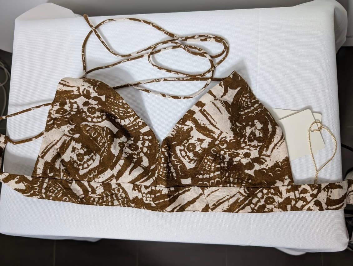 Scanlan Theodore Butterfly Dragon Bralette Chocolate Linen Size 10 — photo 8 of 9