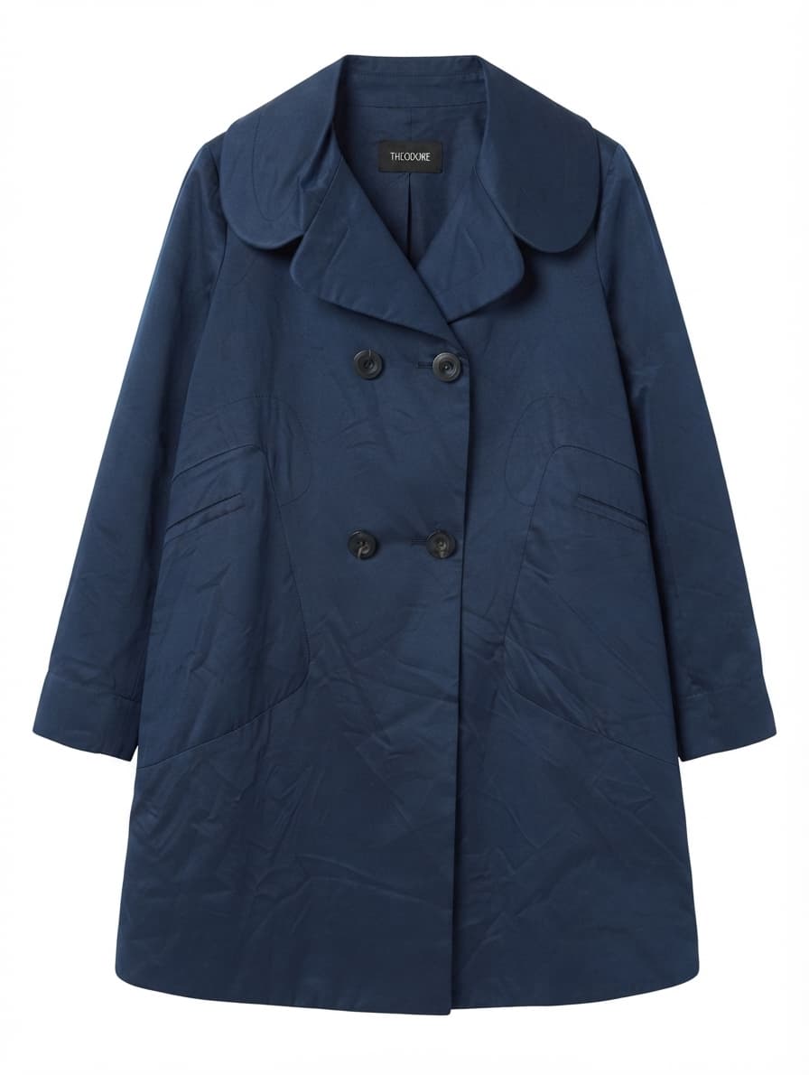 Scanlan & Theodore Double-Breasted Trench Coat Navy Blue — photo 1 of 7
