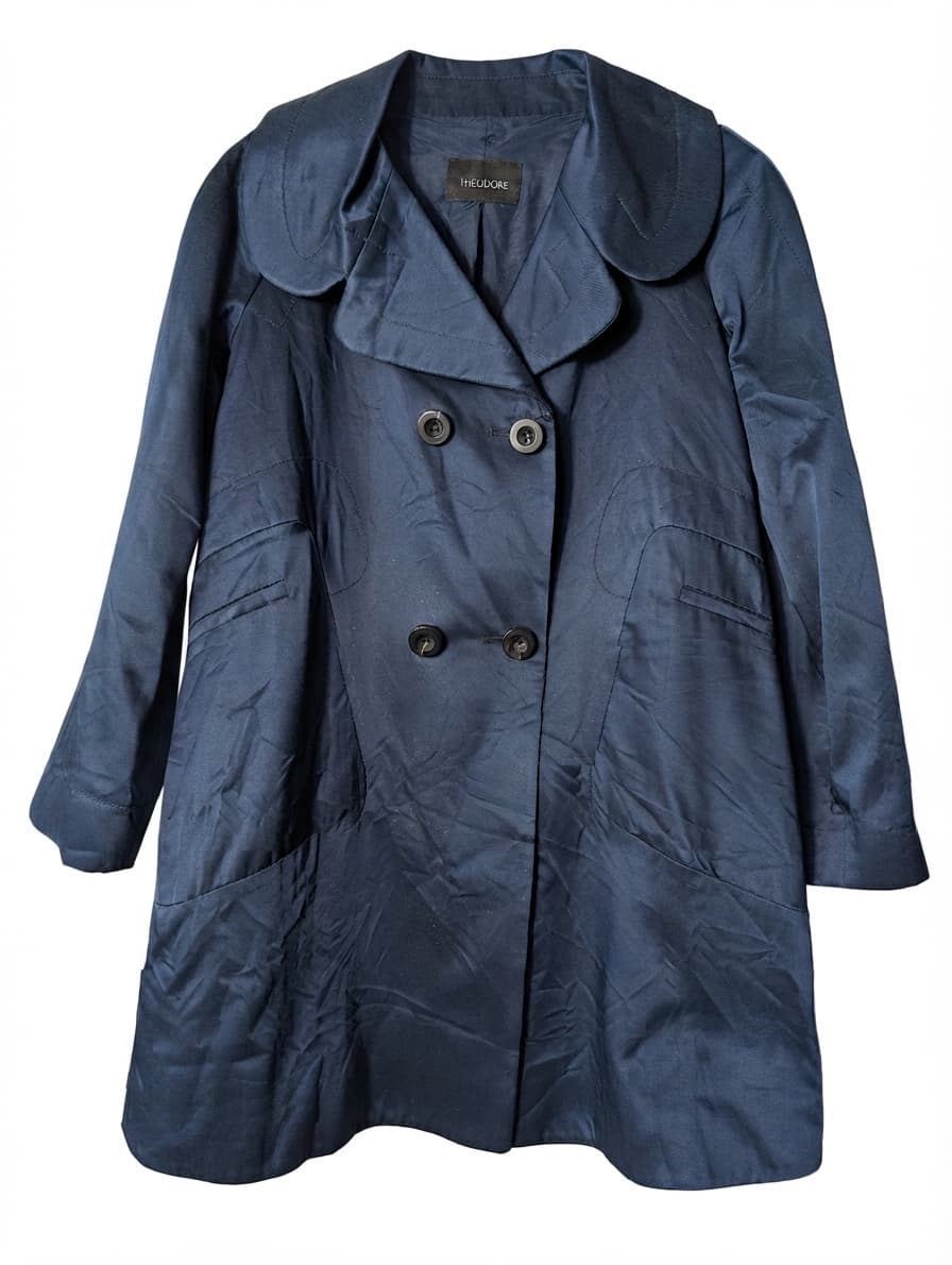 Scanlan & Theodore Double-Breasted Trench Coat Navy Blue Size 8 — photo 1 of 8
