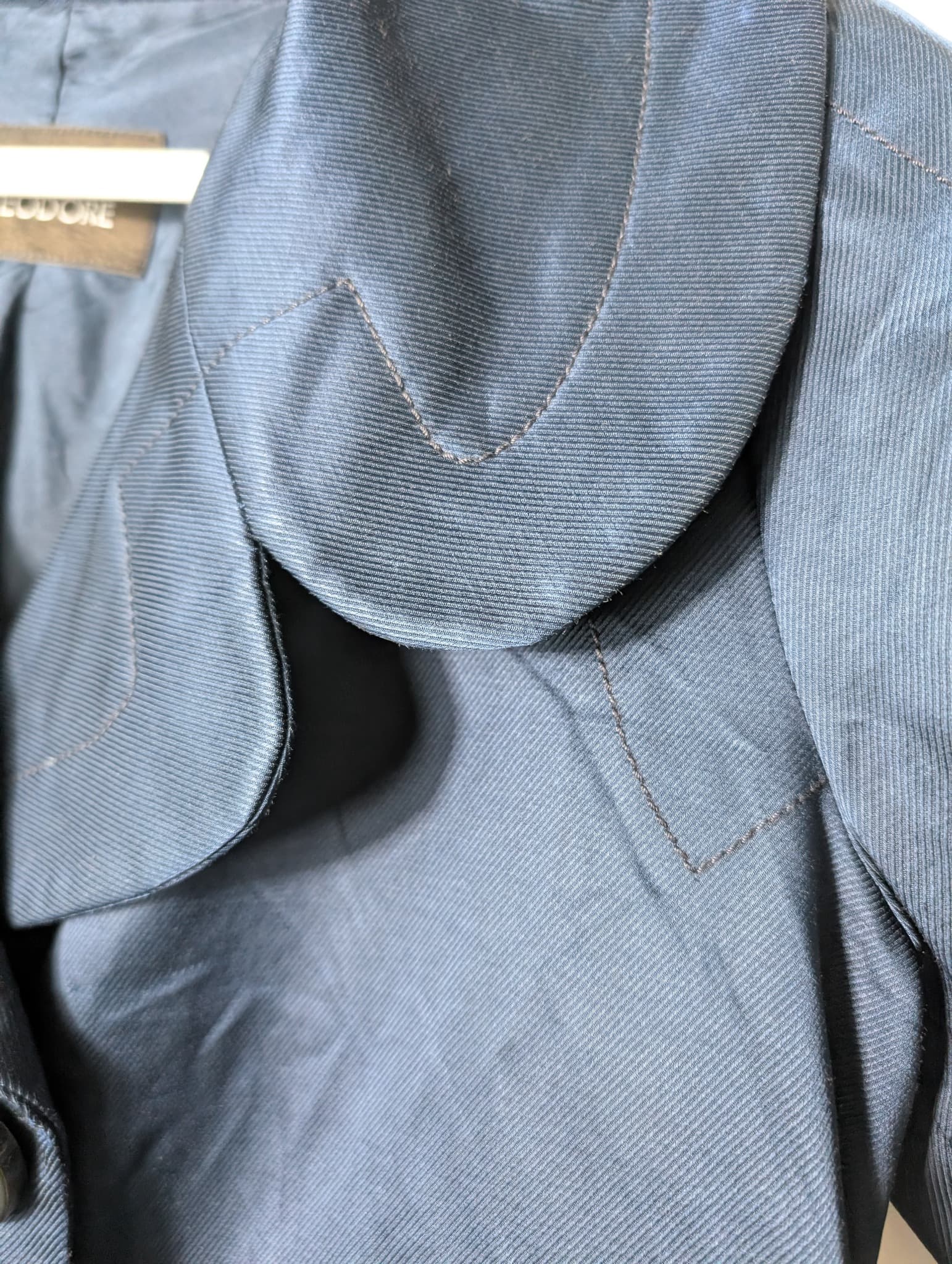 Scanlan & Theodore Double-Breasted Trench Coat Navy Blue Size 8 — photo 3 of 8