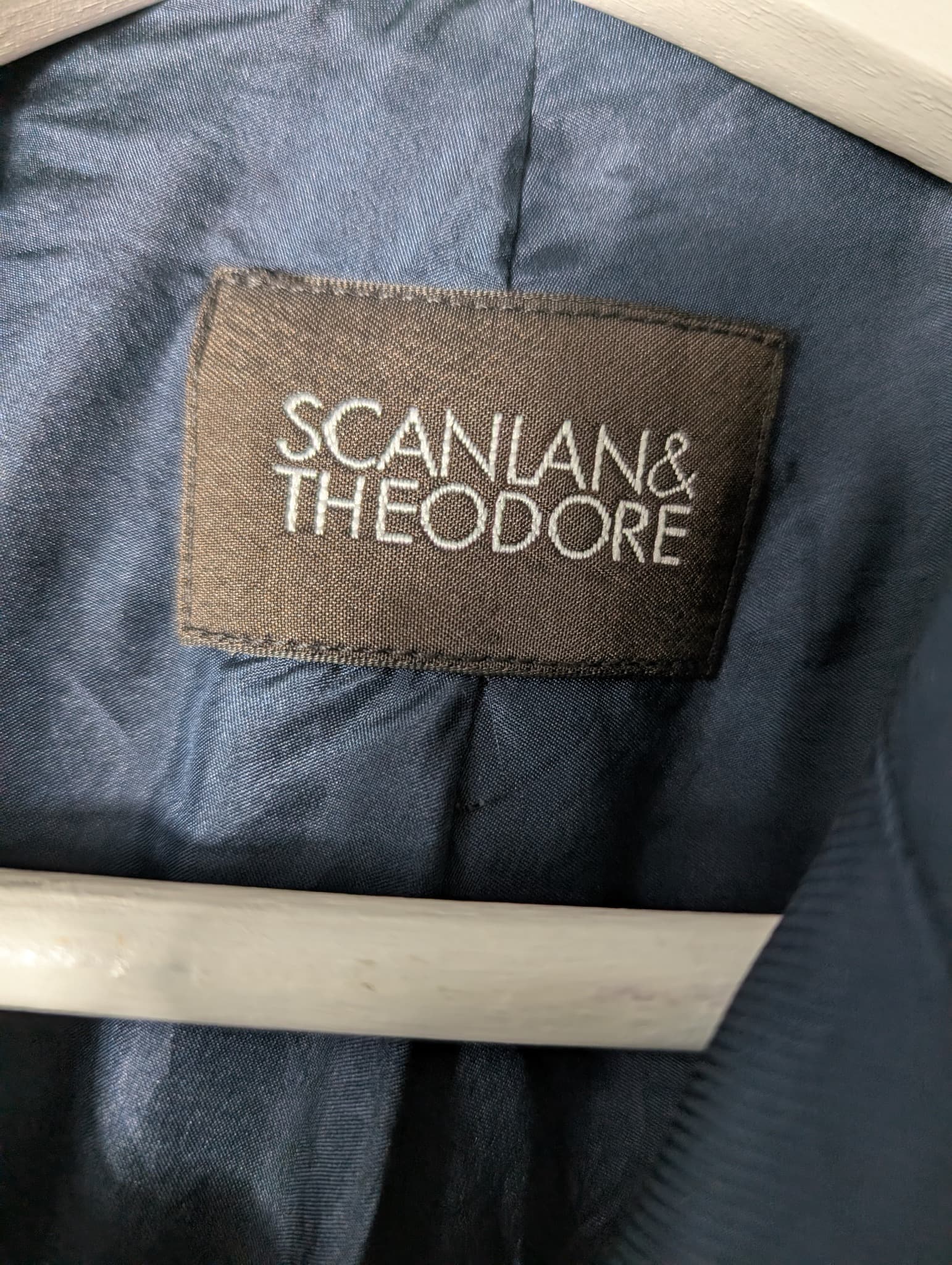 Scanlan & Theodore Double-Breasted Trench Coat Navy Blue Size 8 — photo 5 of 8