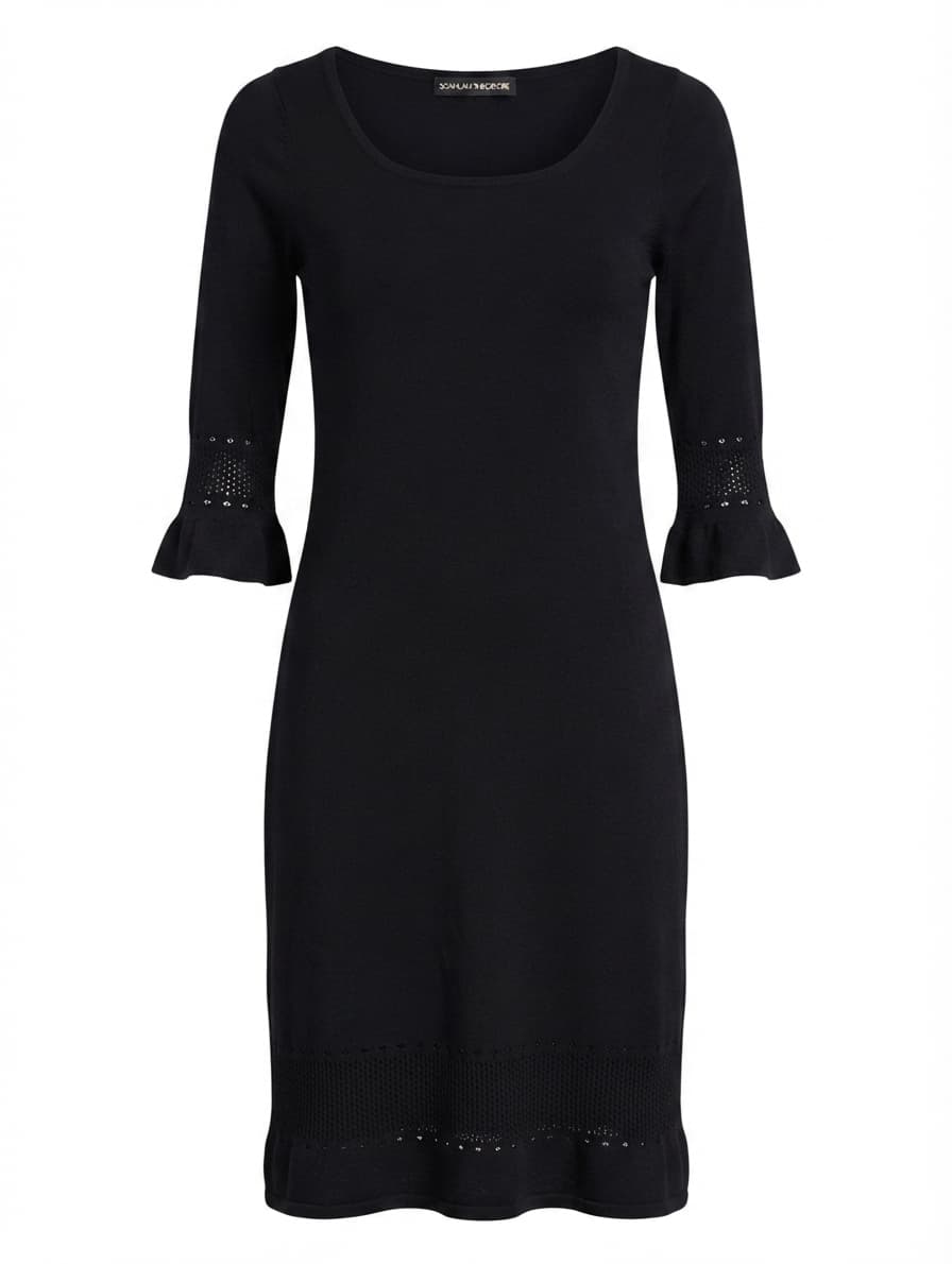 Scanlan Theodore Knit Dress Black Pointelle Detail Size M — photo 1 of 13