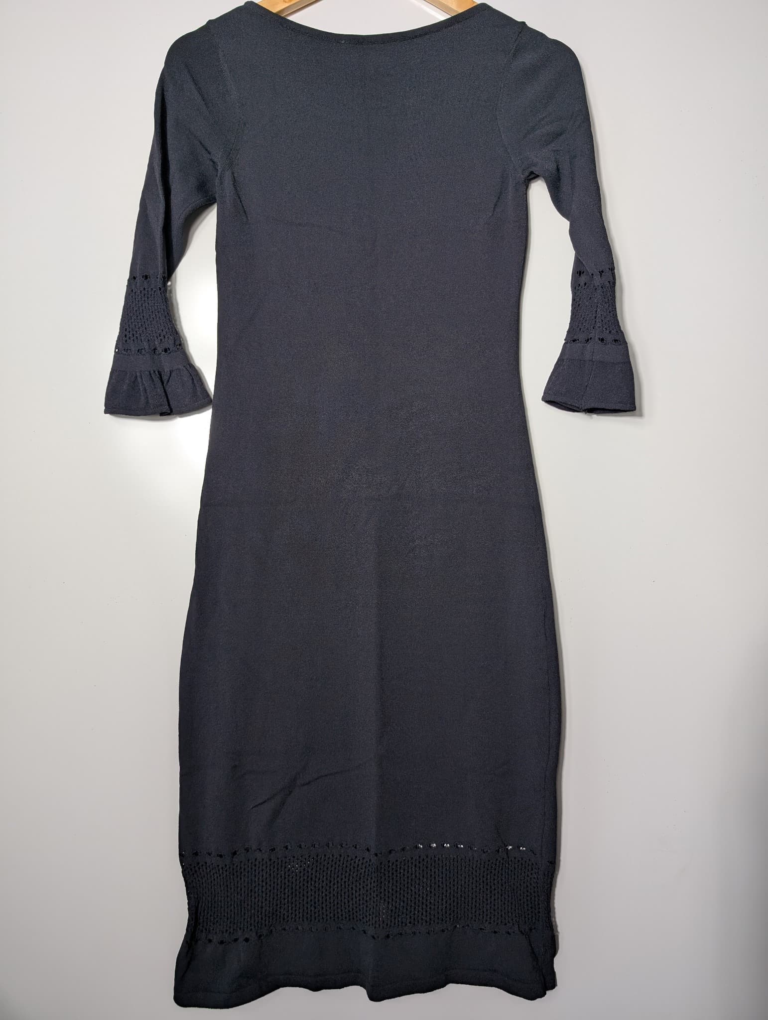 Scanlan Theodore Knit Dress Black Pointelle Detail Size M — photo 4 of 13