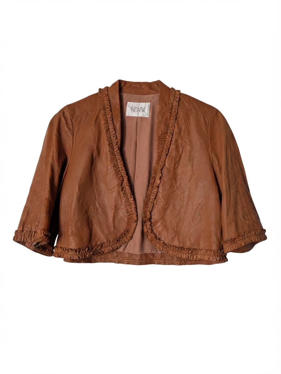 Scanlan & Theodore Leather Ruffle Bolero Jacket Tan — photo 1 of 7