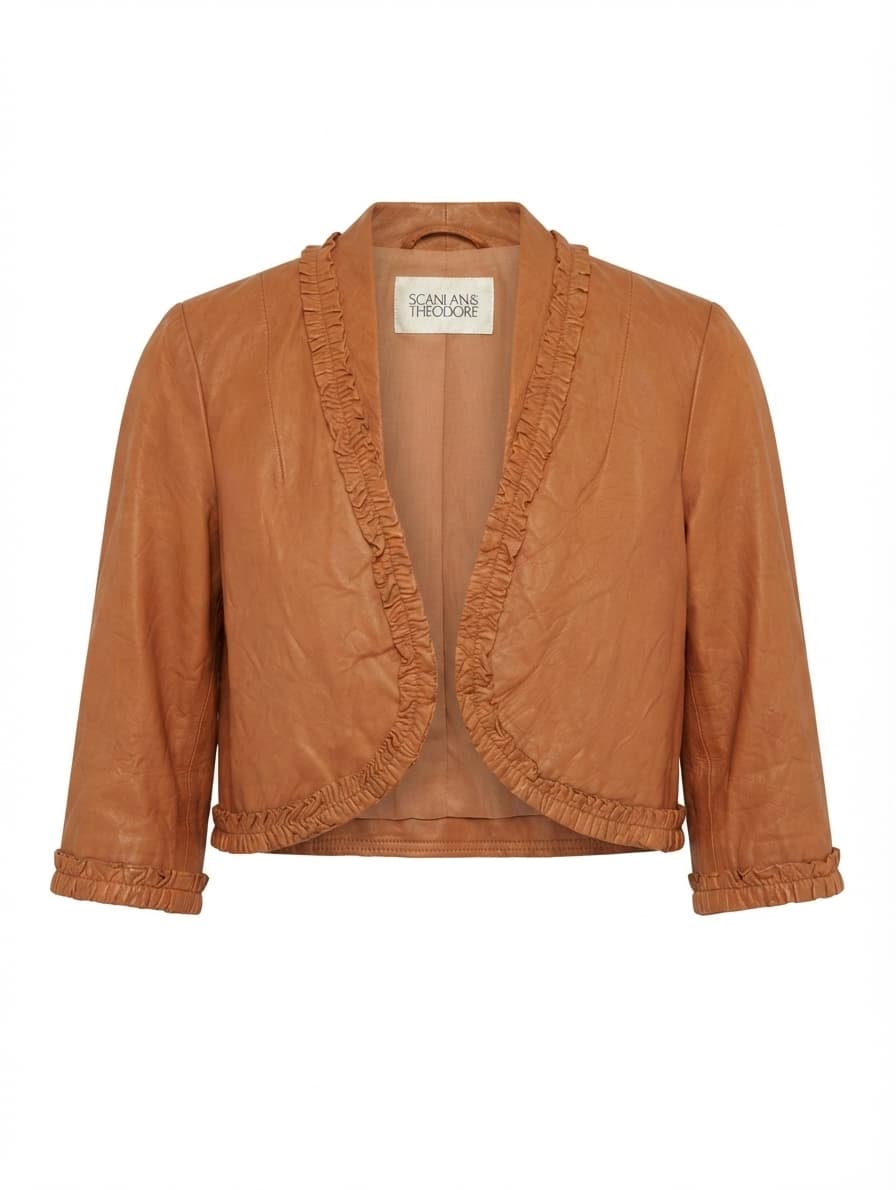 Scanlan & Theodore Leather Ruffle Bolero Jacket Tan — photo 1 of 9
