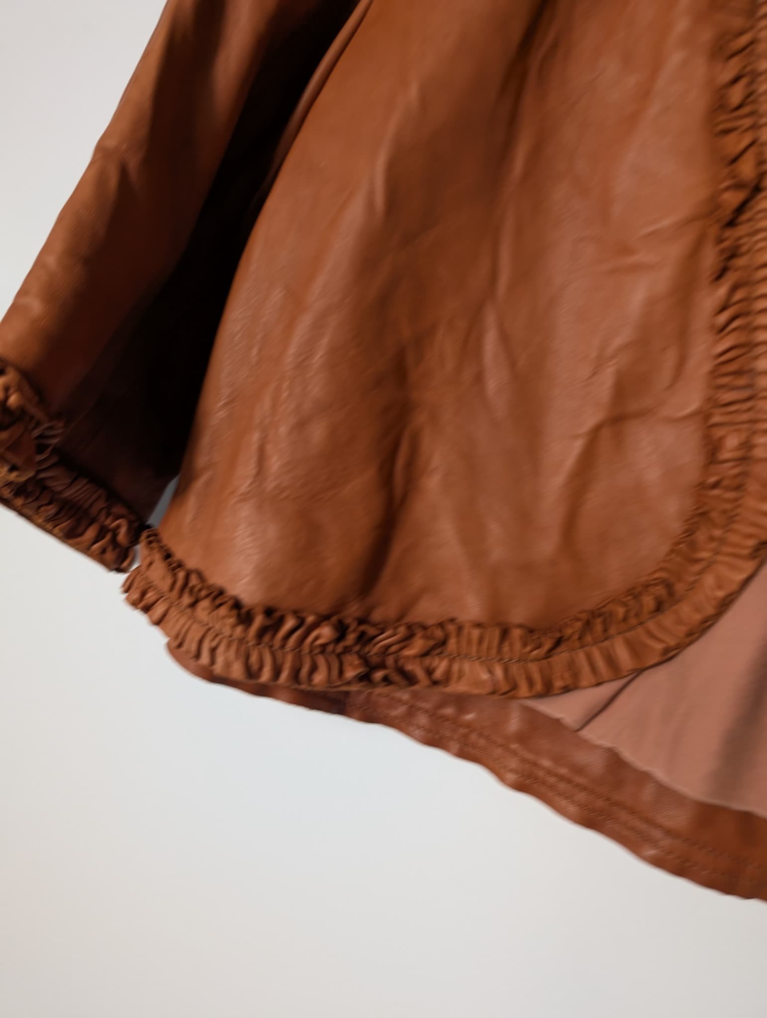 Scanlan & Theodore Leather Ruffle Bolero Jacket Tan — photo 2 of 9