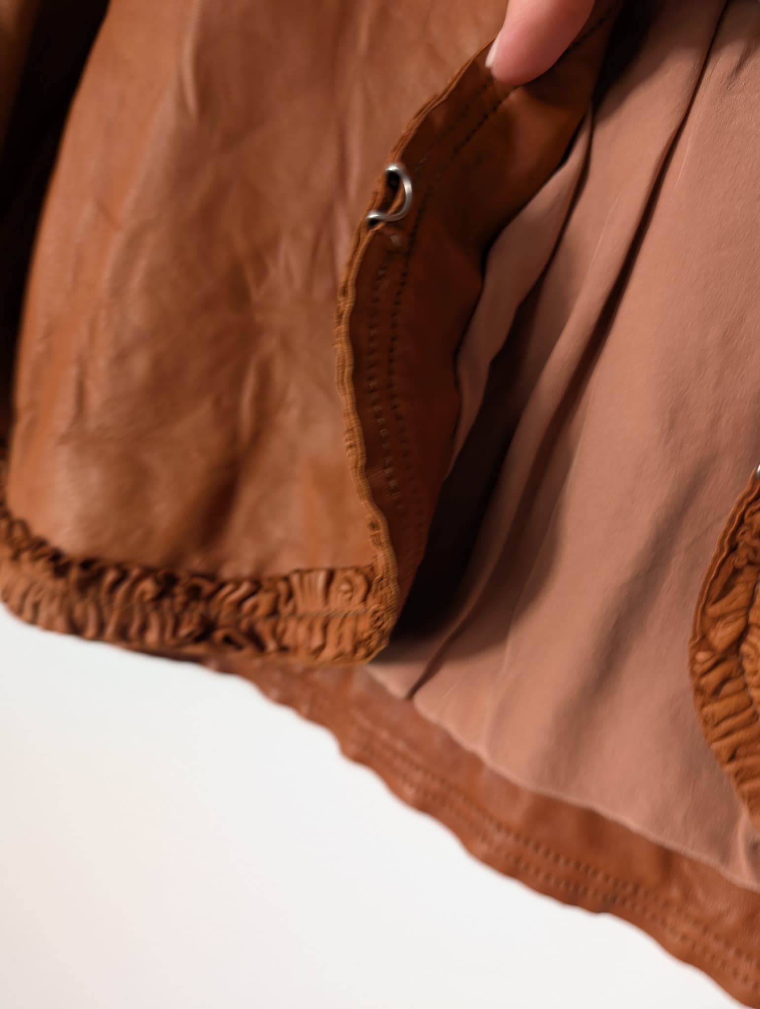 Scanlan & Theodore Leather Ruffle Bolero Jacket Tan — photo 3 of 9