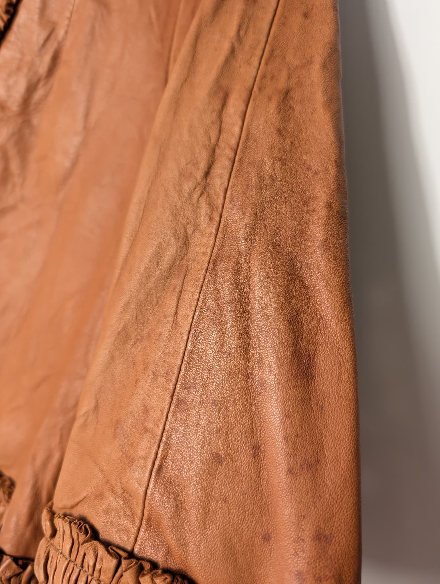 Scanlan & Theodore Leather Ruffle Bolero Jacket Tan — photo 4 of 9