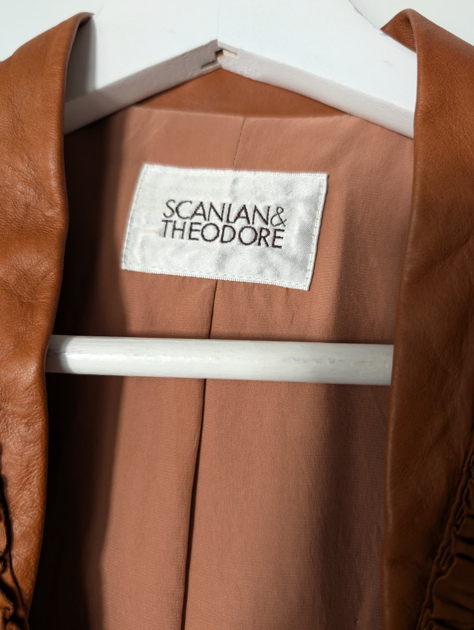 Scanlan & Theodore Leather Ruffle Bolero Jacket Tan — photo 5 of 9
