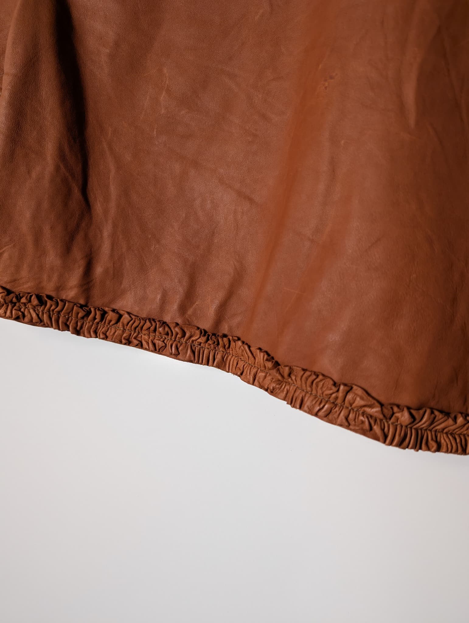 Scanlan & Theodore Leather Ruffle Bolero Jacket Tan — photo 7 of 9