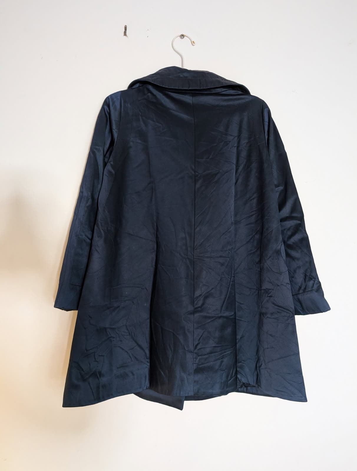 Scanlan & Theodore Navy Blue Double Breasted Satin Coat - Women's Size 8 — photo 2 of 5