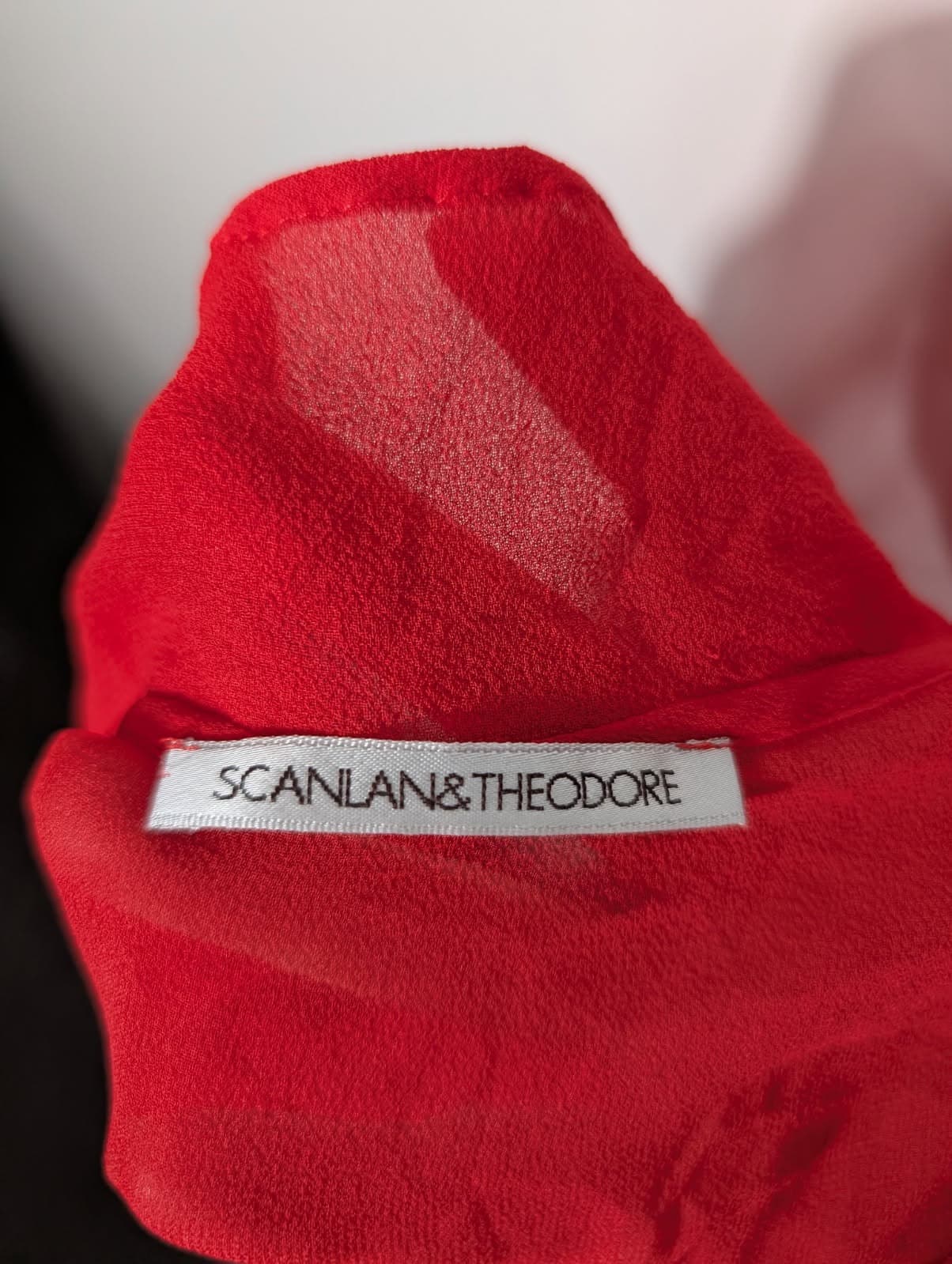 Scanlan & Theodore Red Sheer Silk Chiffon Dress - Size 8 — photo 2 of 7