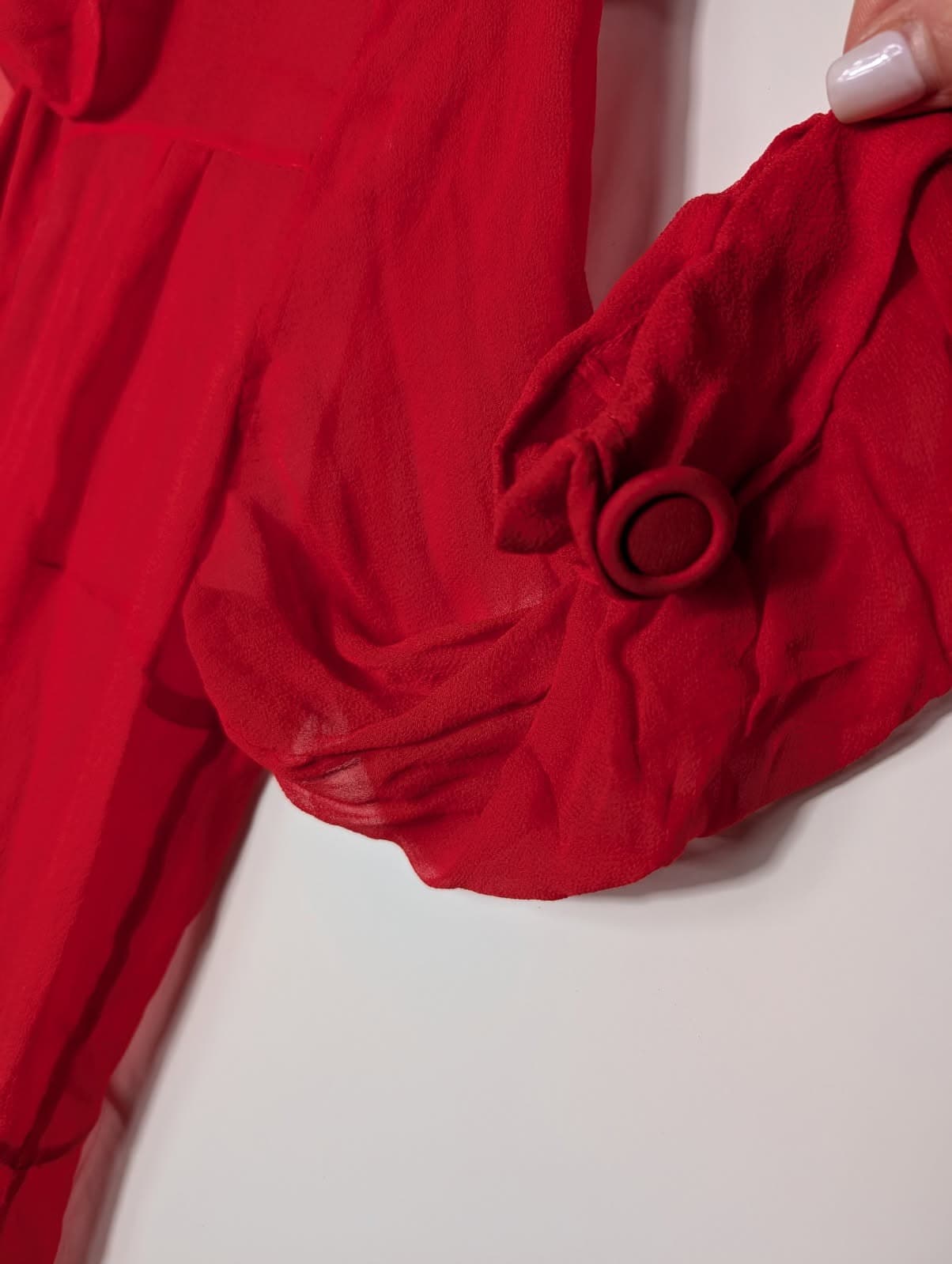 Scanlan & Theodore Red Sheer Silk Chiffon Dress - Size 8 — photo 4 of 7