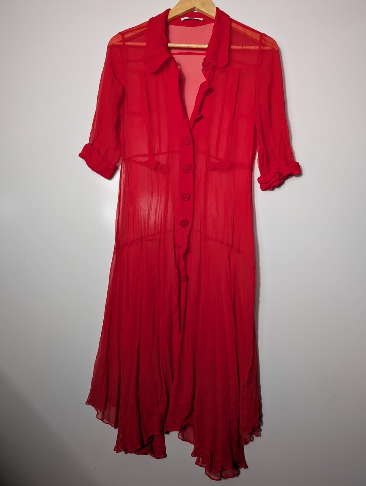Scanlan & Theodore Red Sheer Silk Chiffon Dress - Size 8 — photo 5 of 7
