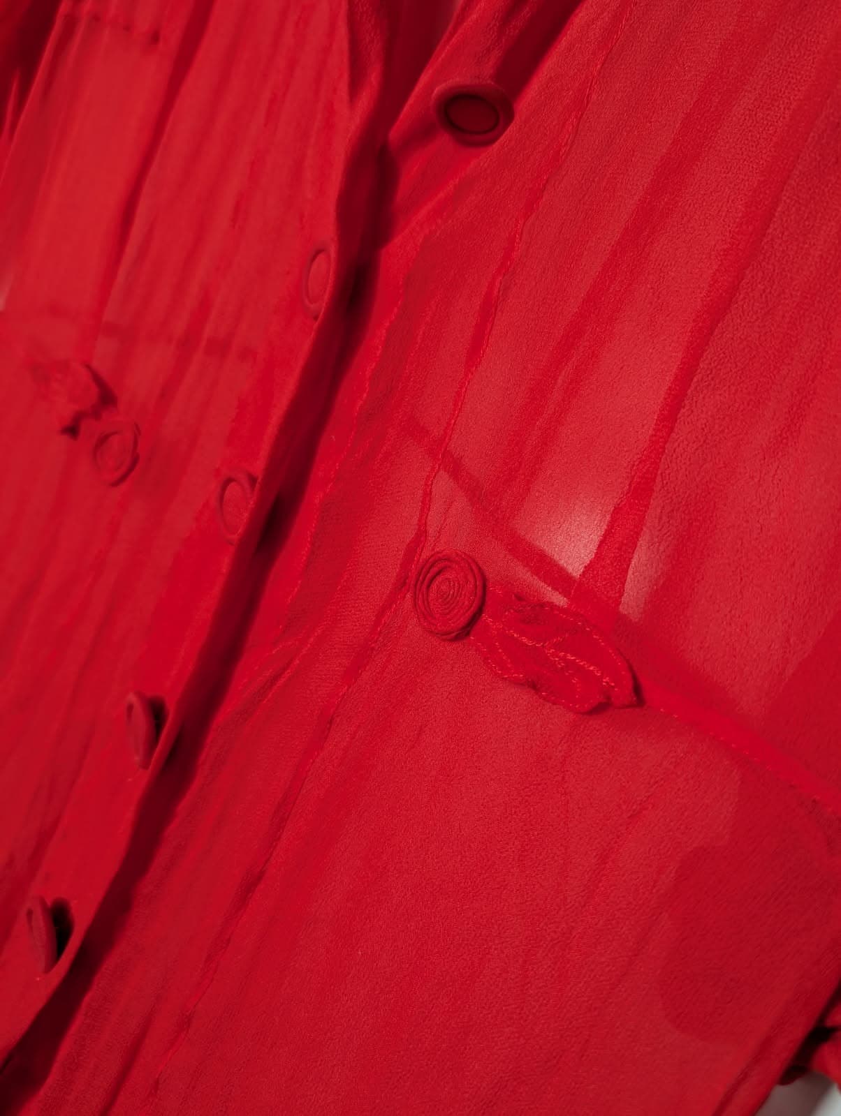 Scanlan & Theodore Red Sheer Silk Chiffon Dress - Size 8 — photo 7 of 7
