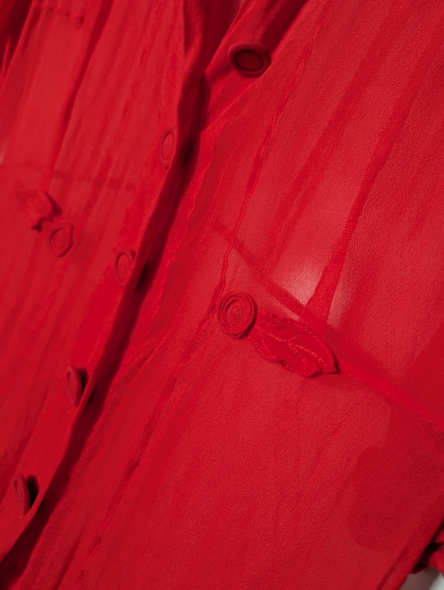 Scanlan & Theodore Sheer Silk Button-Down Midi Dress Red AU 8 — photo 2 of 7