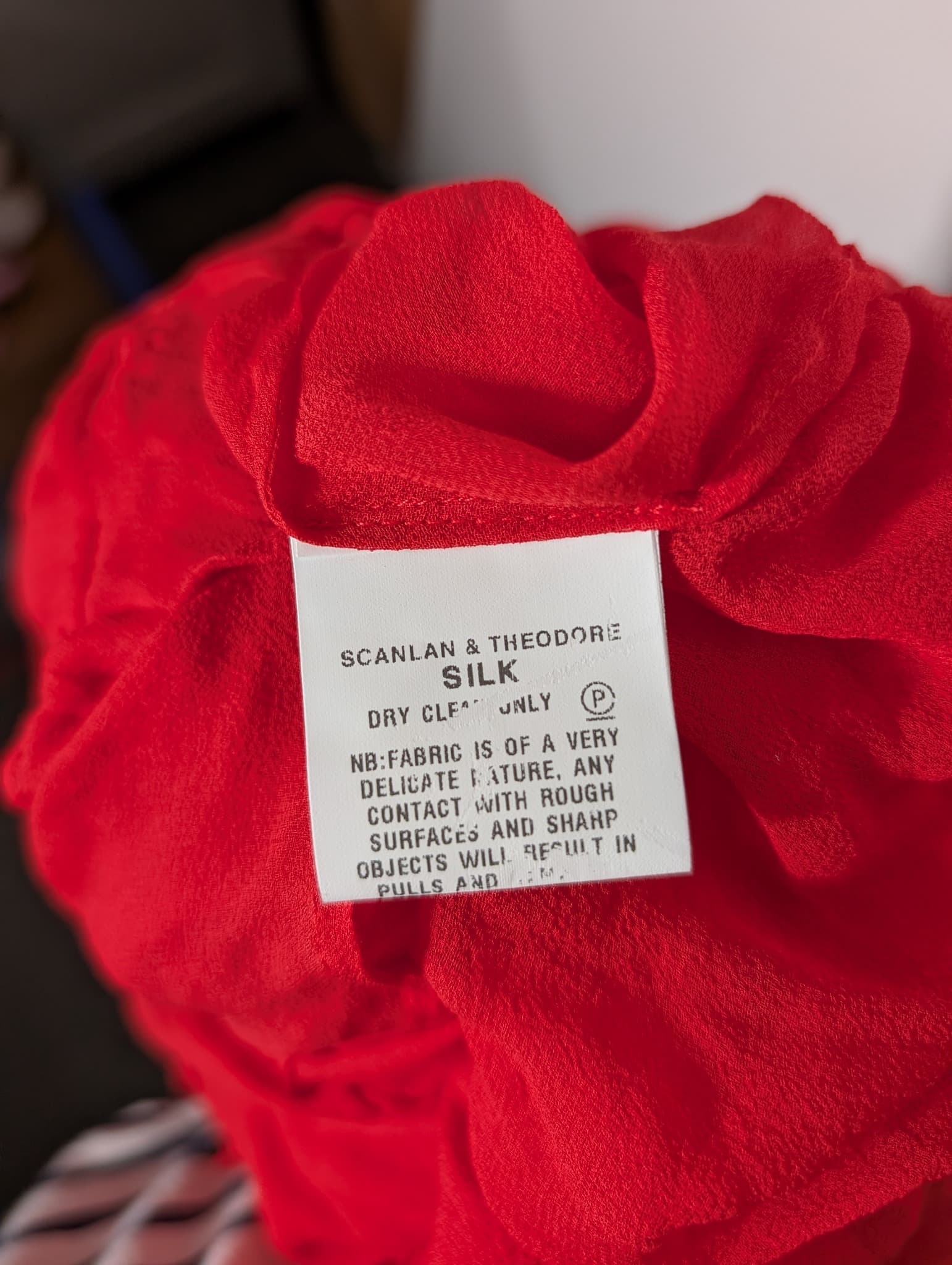 Scanlan & Theodore Sheer Silk Button-Down Midi Dress Red AU 8 — photo 7 of 7