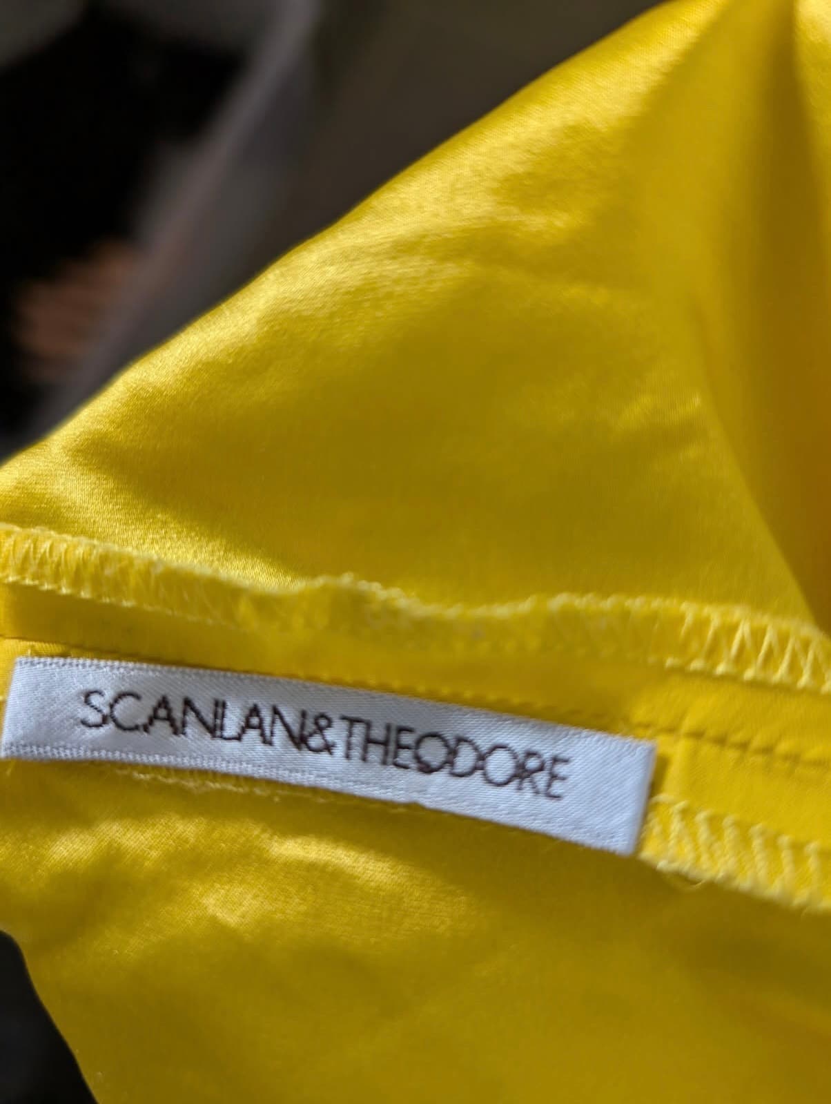 Scanlan & Theodore Vintage Yellow Silk Spaghetti Strap Bow Detail Dress — photo 6 of 7