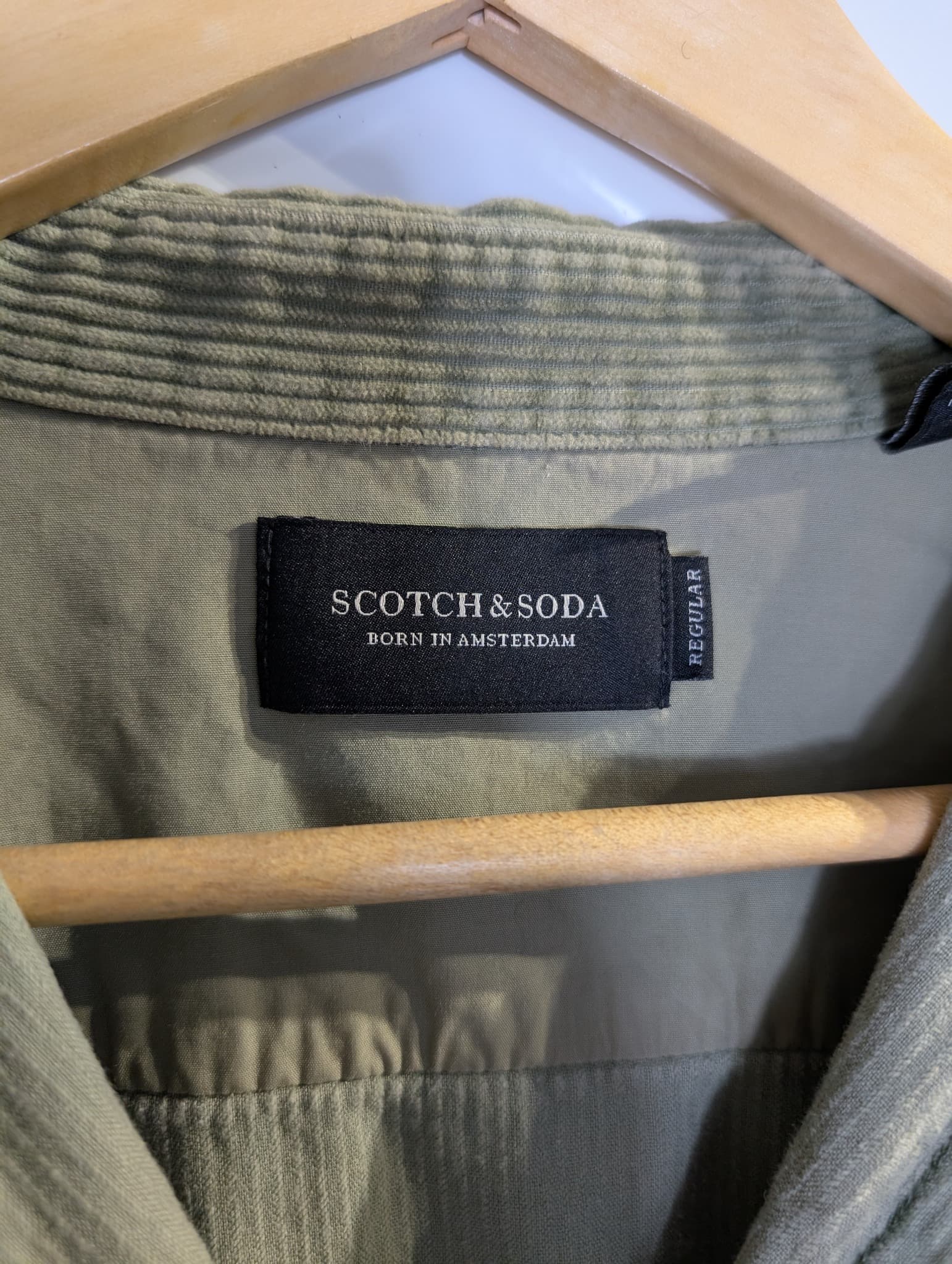 Scotch & Soda Corduroy Button-Down Shirt Olive Green Men's Small — photo 2 of 10