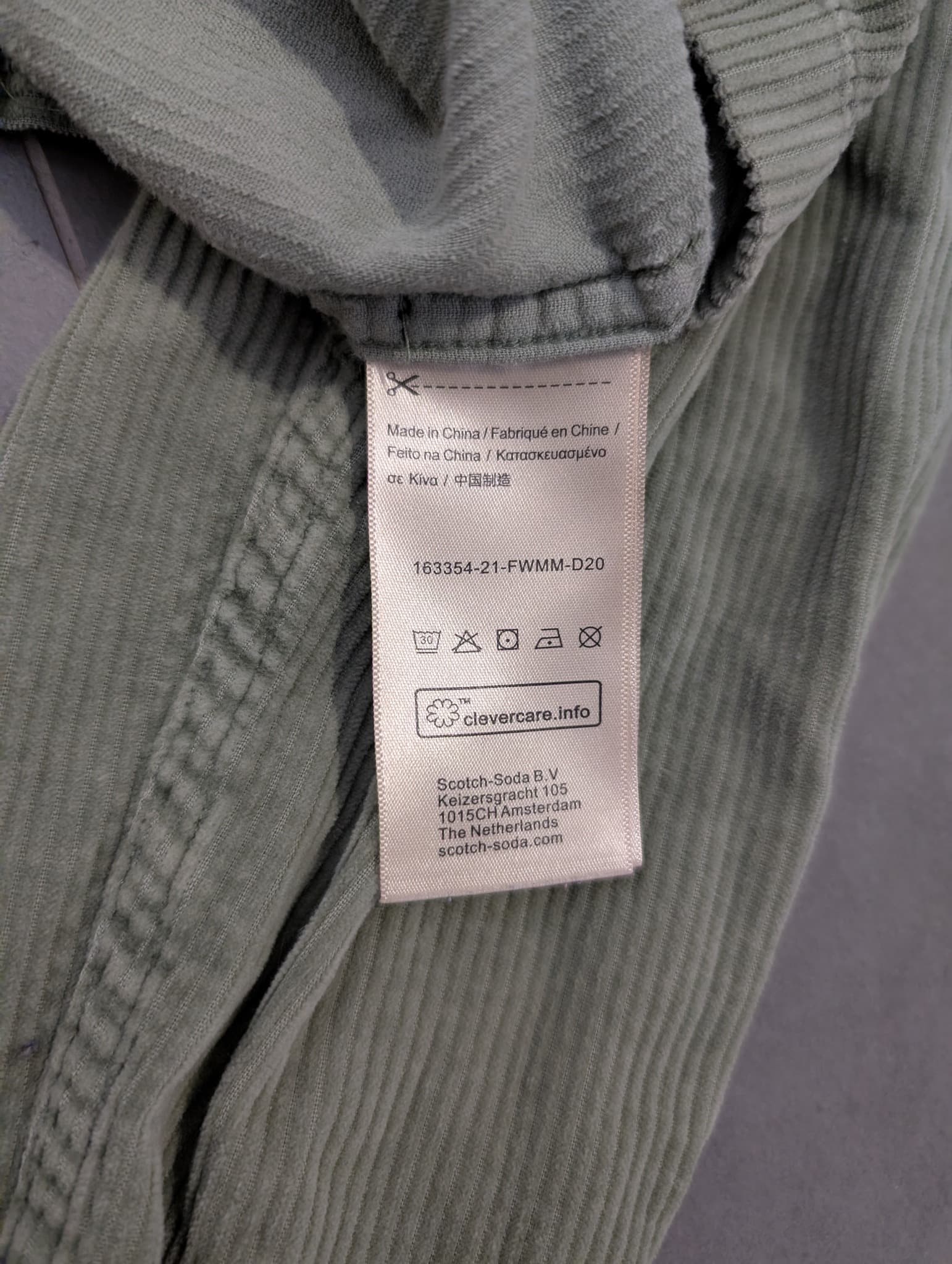 Scotch & Soda Corduroy Button-Down Shirt Olive Green Men's Small — photo 4 of 10