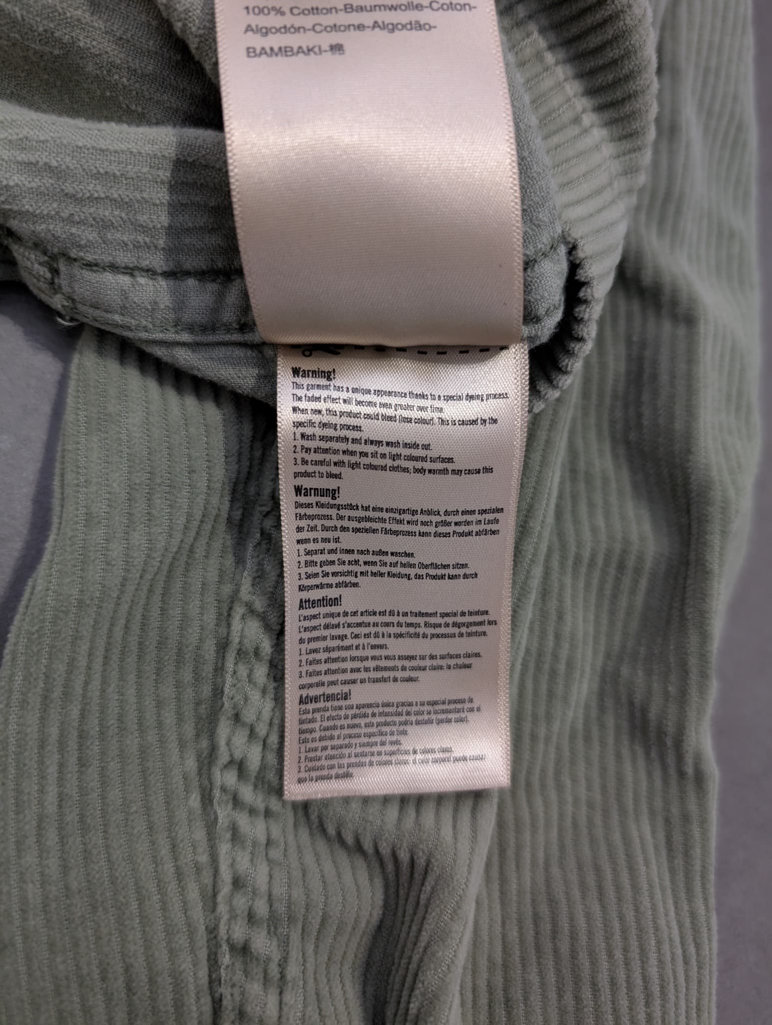 Scotch & Soda Corduroy Button-Down Shirt Olive Green Men's Small — photo 6 of 10