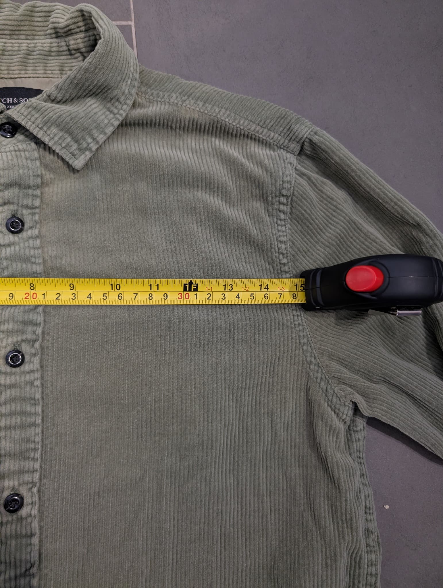 Scotch & Soda Corduroy Button-Down Shirt Olive Green Men's Small — photo 7 of 10