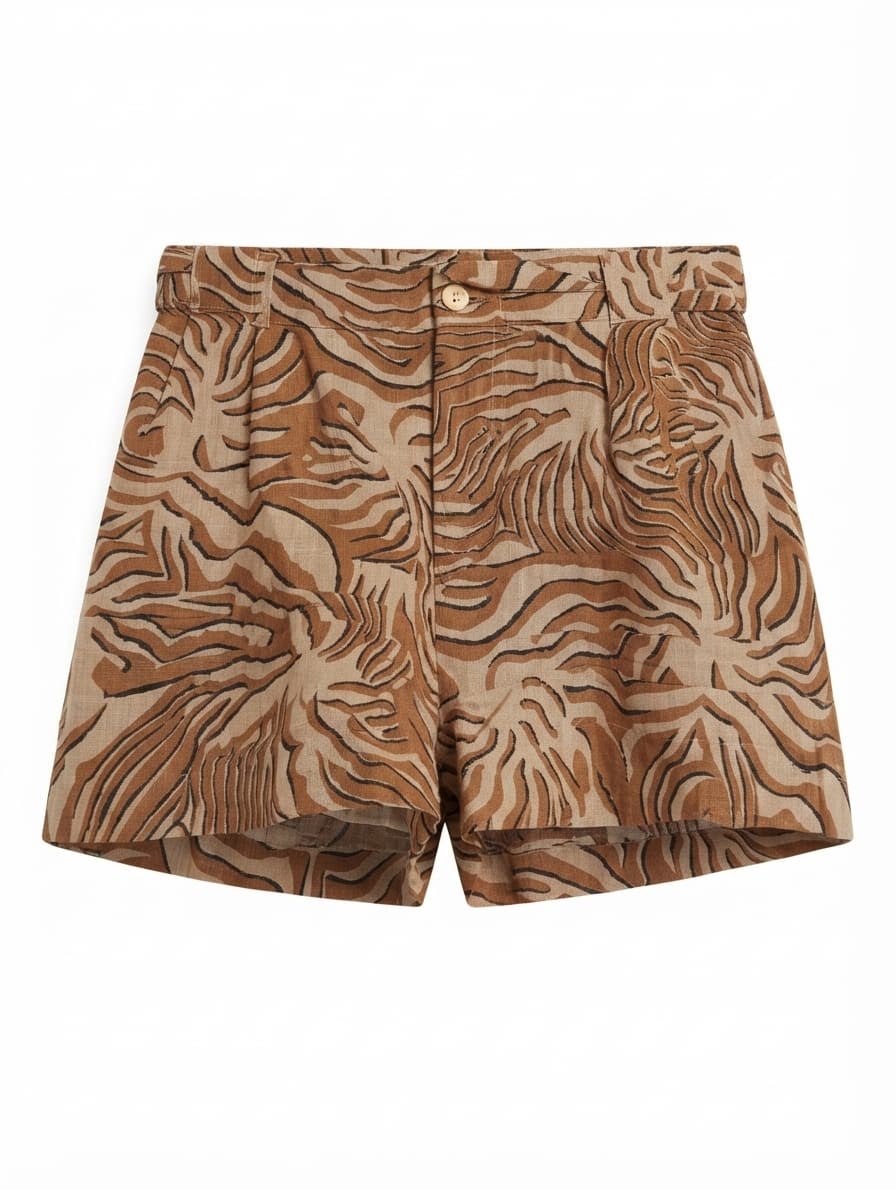 Scotch & Soda Linen Zebra Print Shorts Brown Size S — photo 1 of 9