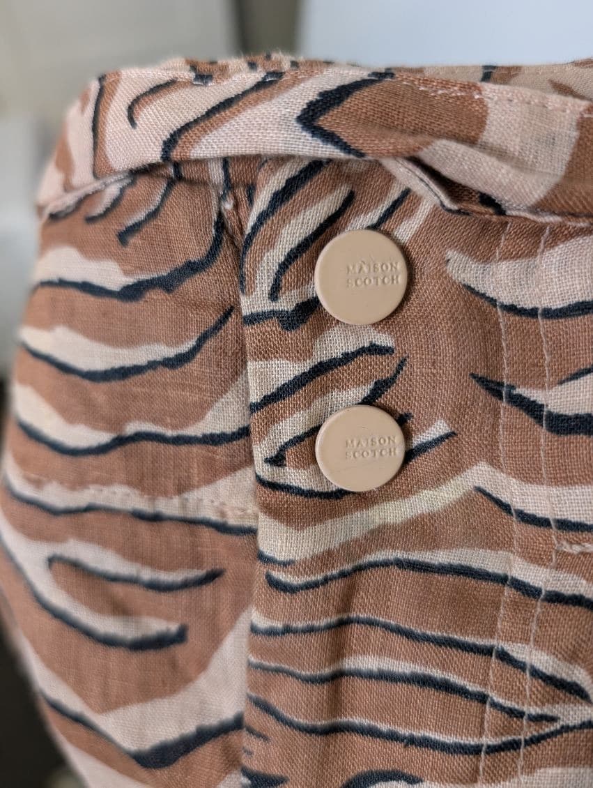 Scotch & Soda Linen Zebra Print Shorts Brown Size S — photo 5 of 9