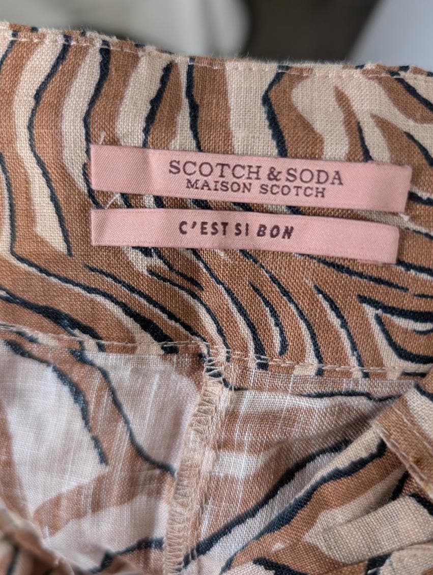 Scotch & Soda Linen Zebra Print Shorts Brown Size S — photo 6 of 9