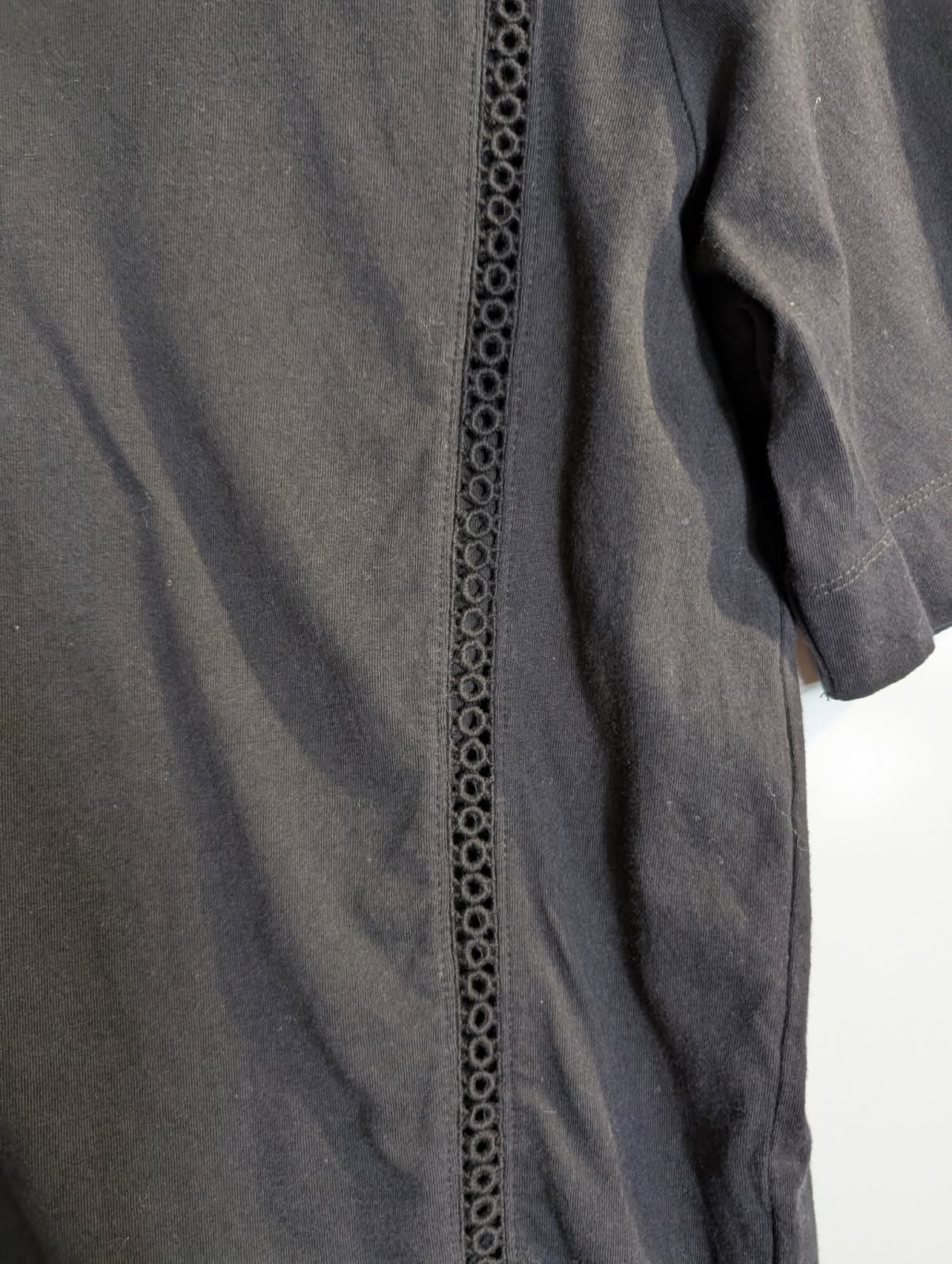Scotch & Soda Maison Scotch Cotton T-Shirt with Eyelet Trim Black — photo 2 of 7