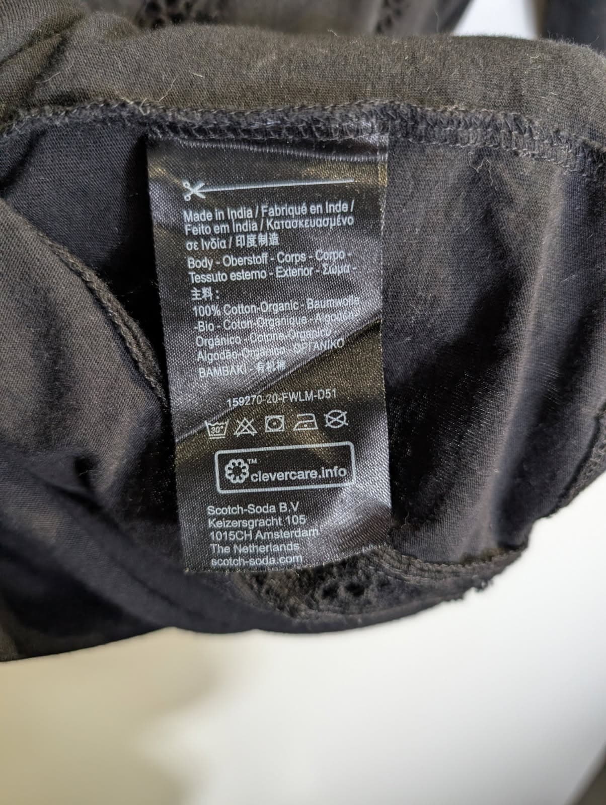 Scotch & Soda Maison Scotch Cotton T-Shirt with Eyelet Trim Black — photo 3 of 7
