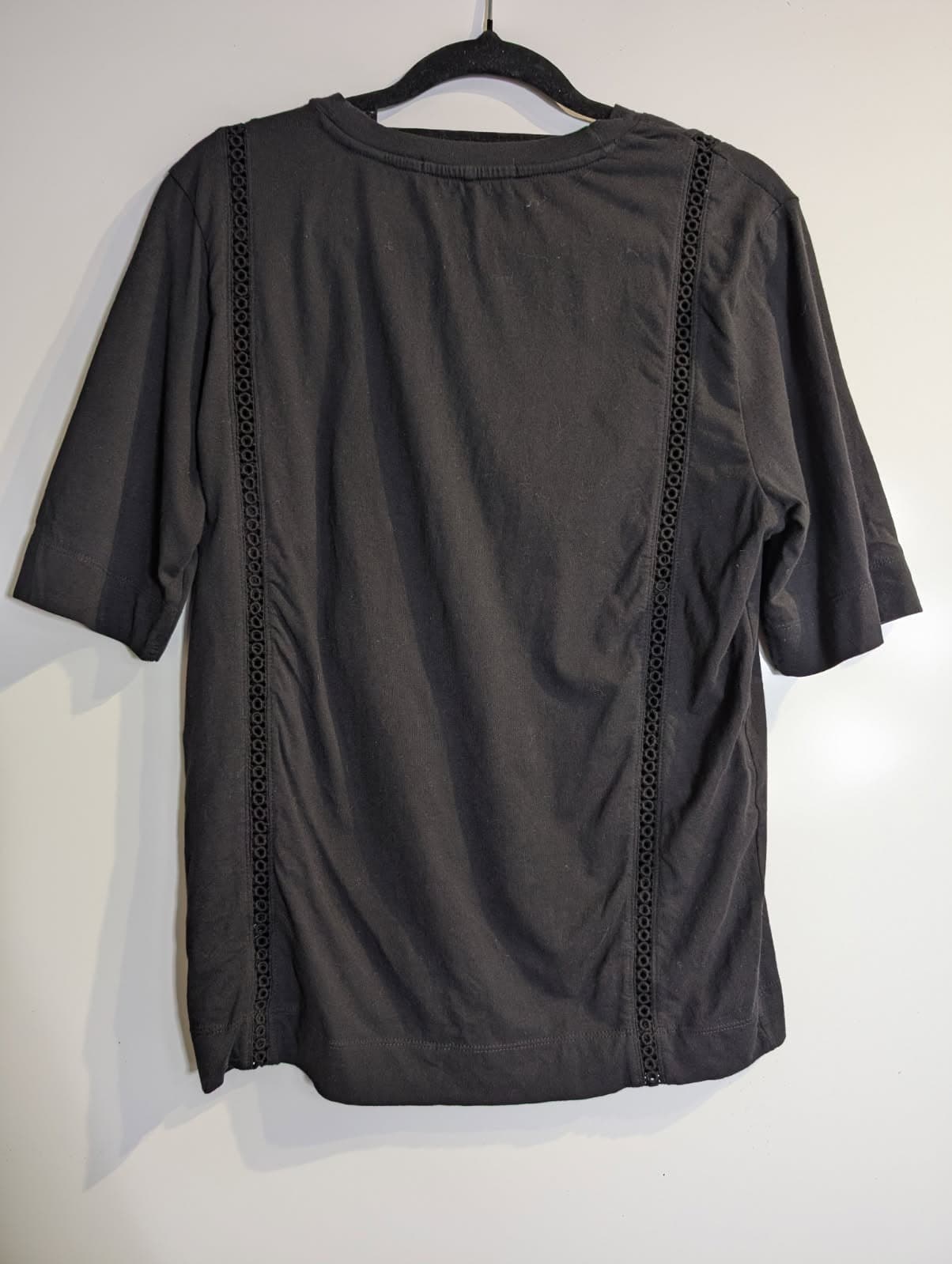 Scotch & Soda Maison Scotch Cotton T-Shirt with Eyelet Trim Black — photo 4 of 7