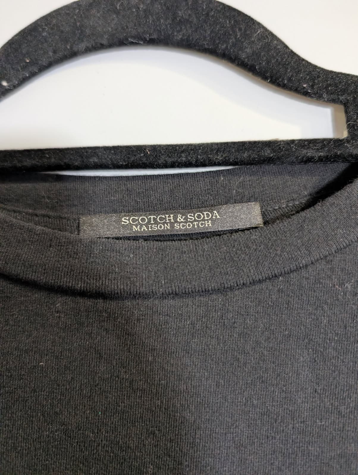 Scotch & Soda Maison Scotch Cotton T-Shirt with Eyelet Trim Black — photo 5 of 7