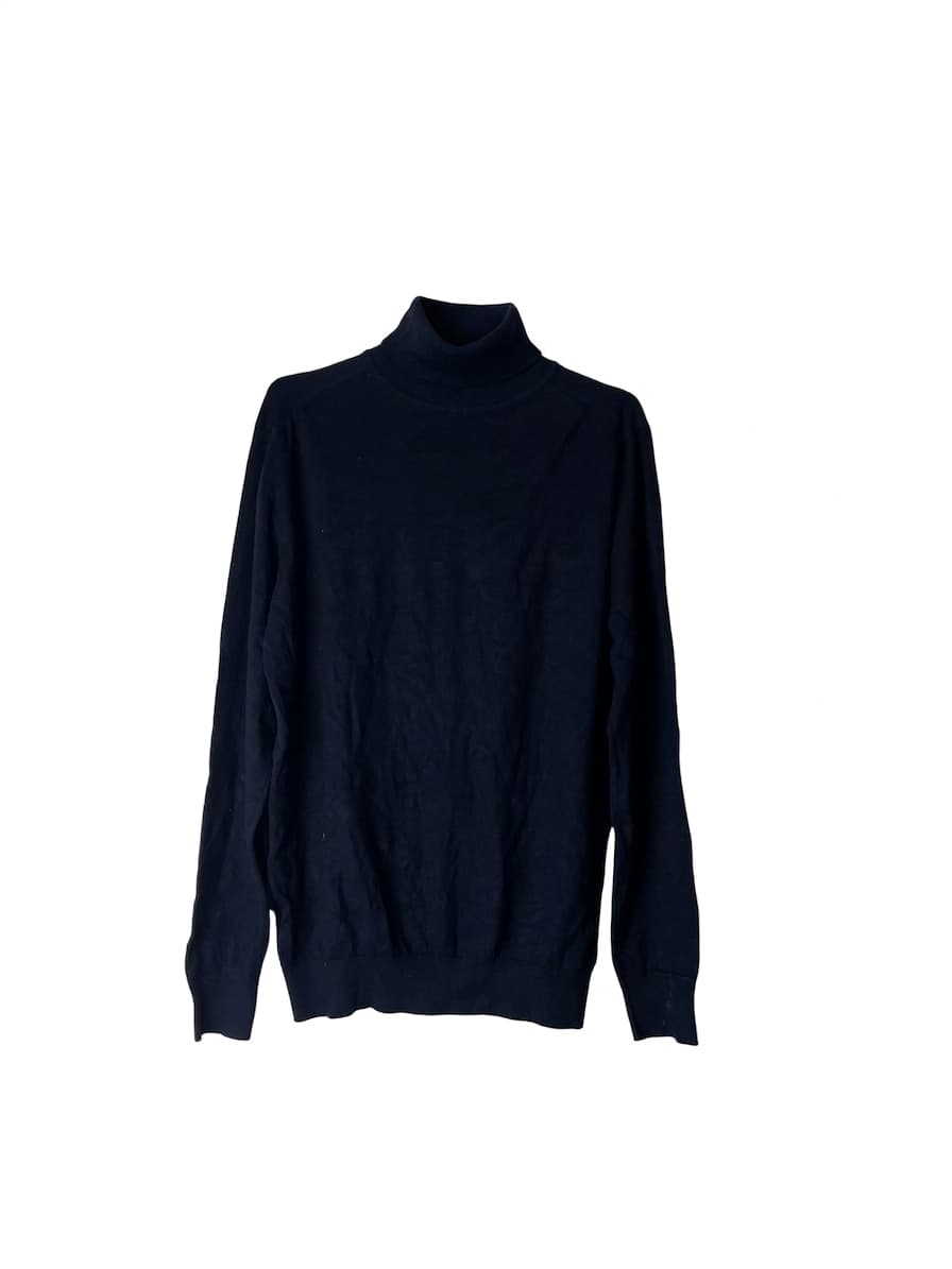 Scotch & Soda Navy Blue Ribbed Turtleneck Sweater — photo 1 of 5