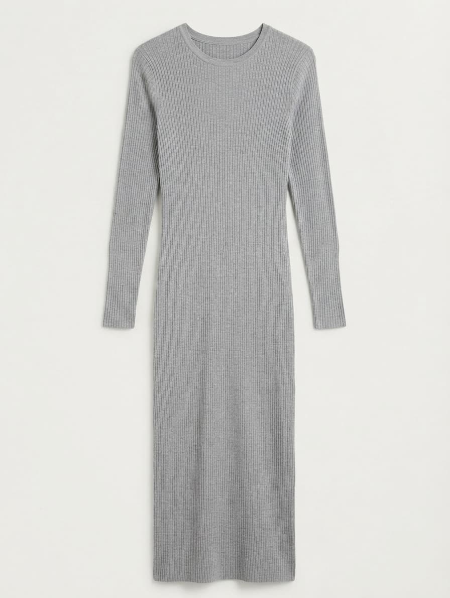 Seed Heritage Ribbed Knit Long Sleeve Midi Dress Grey XL — photo 1 of 10