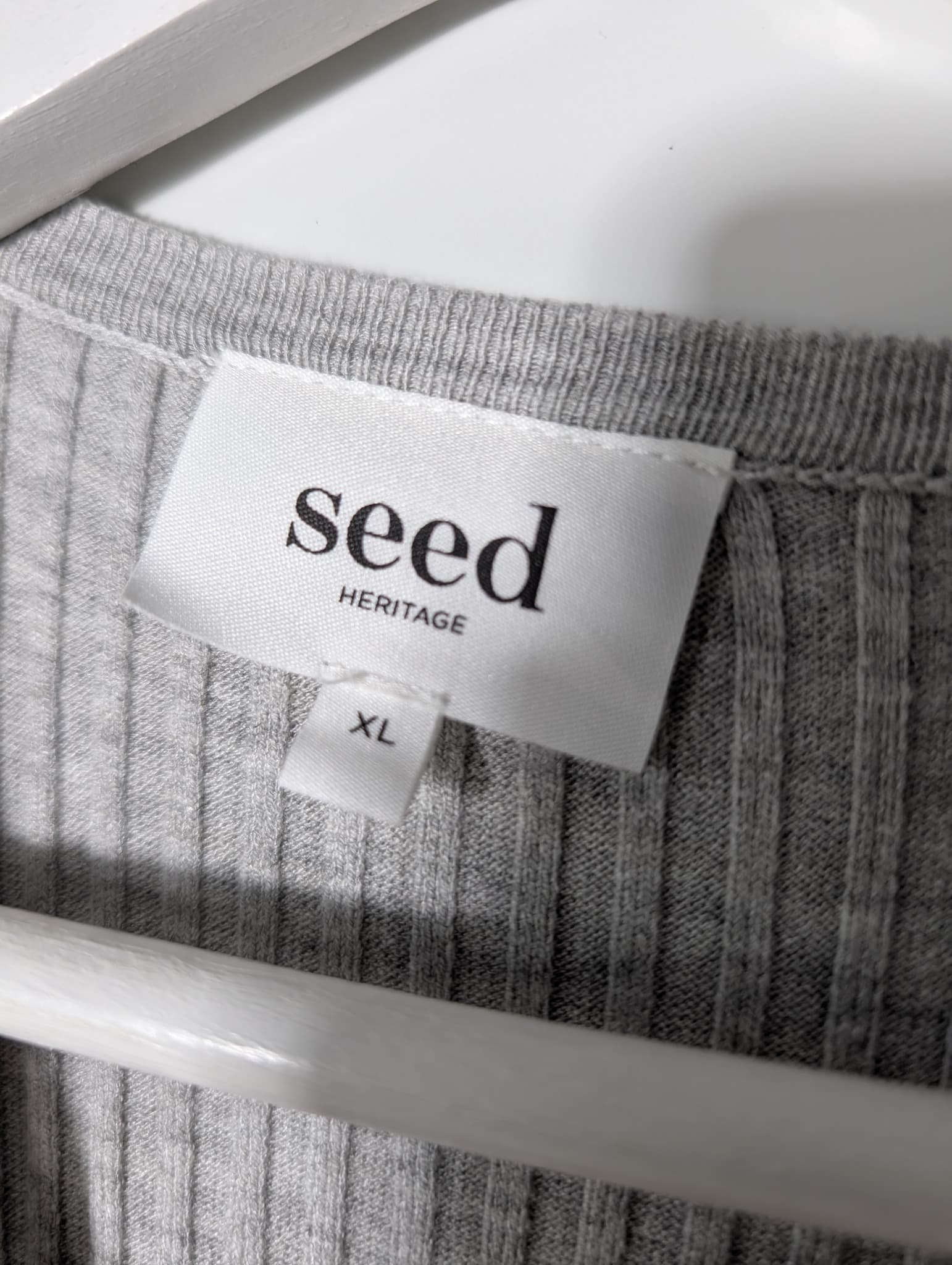 Seed Heritage Ribbed Knit Long Sleeve Midi Dress Grey XL — photo 5 of 10