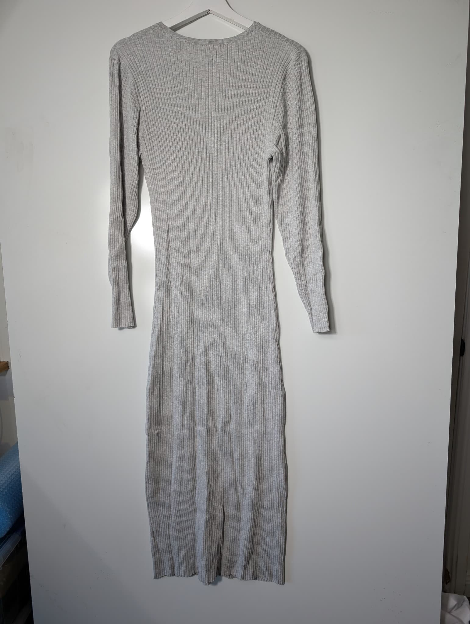 Seed Heritage Ribbed Knit Long Sleeve Midi Dress Grey XL — photo 6 of 10