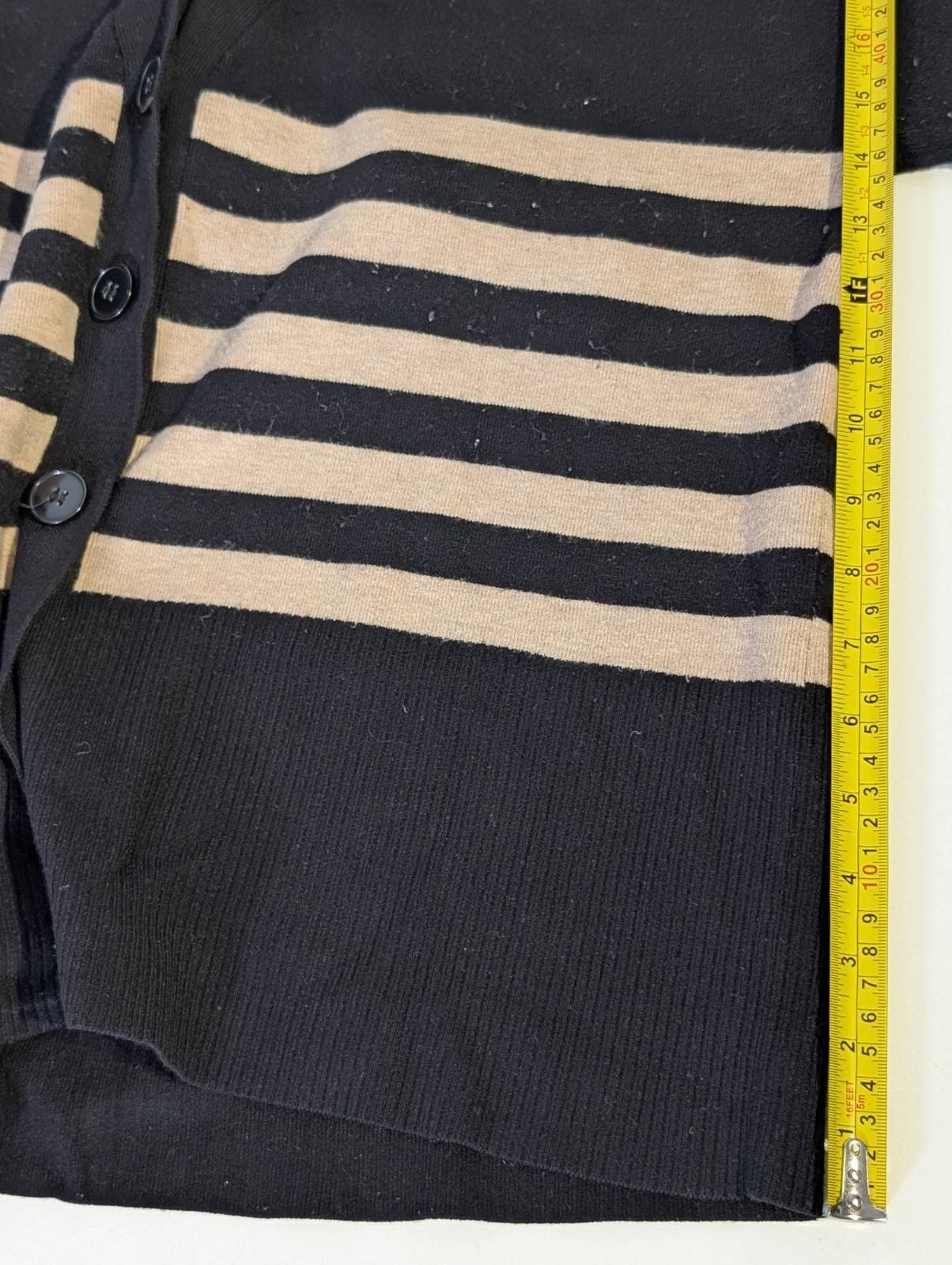 Seed Heritage V-Neck Cardigan - Black and Tan Striped Women's Size M — photo 6 of 8