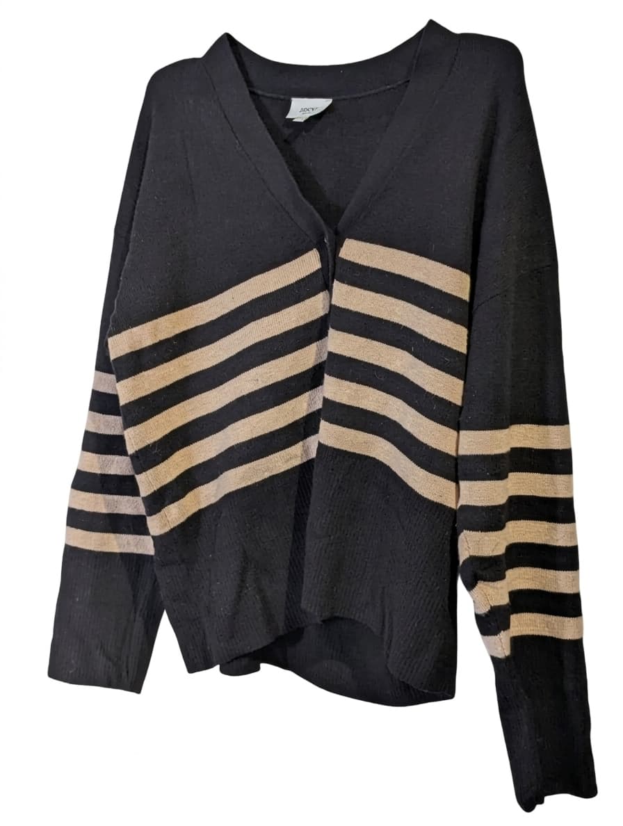 Seed Heritage V-Neck Cardigan - Black and Tan Striped Women's Size M — photo 1 of 8