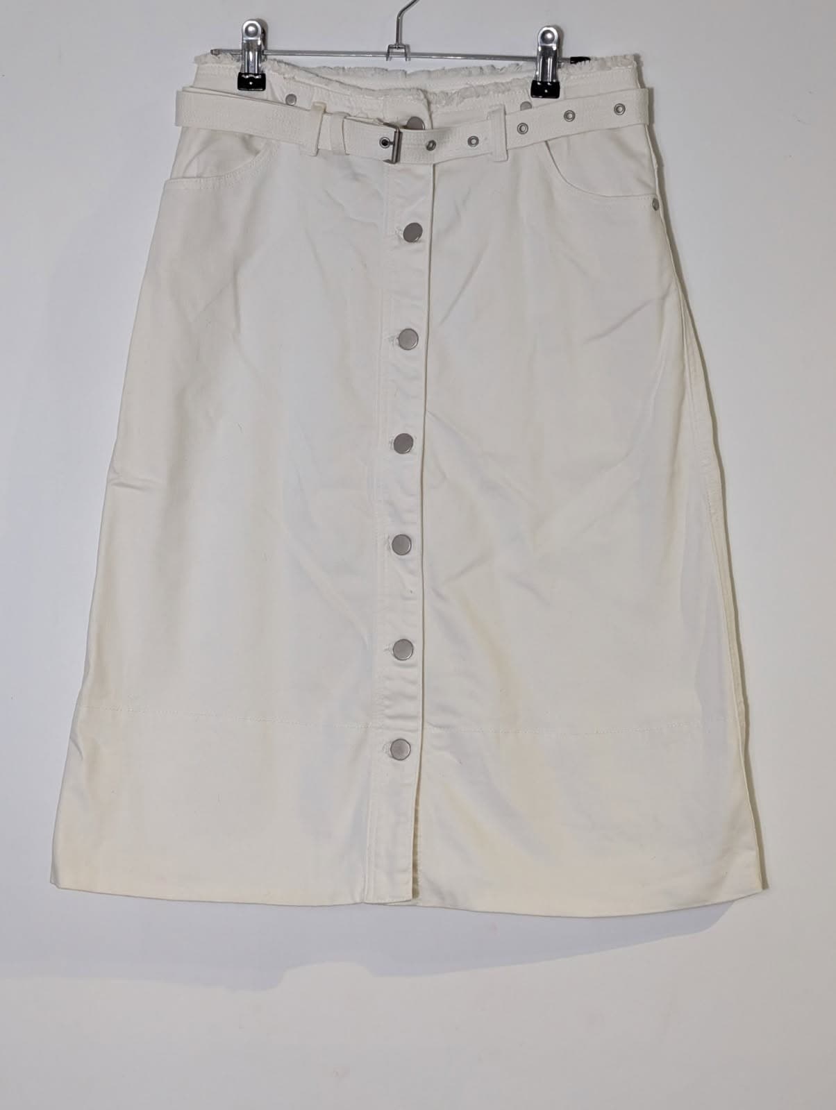 Seed Heritage White Denim Button-Front Midi Skirt - Size 8 — photo 1 of 6