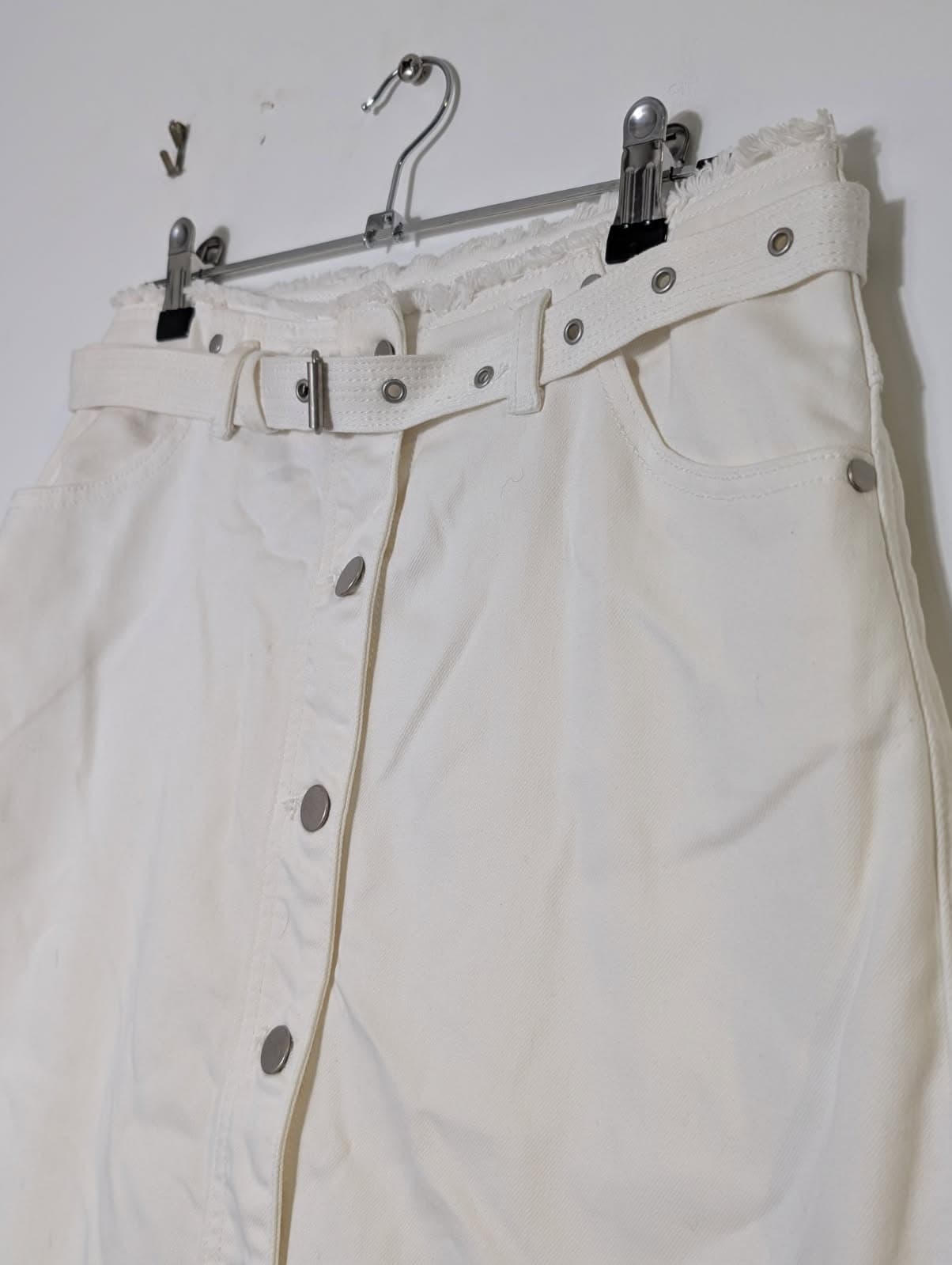 Seed Heritage White Denim Button-Front Midi Skirt - Size 8 — photo 6 of 6