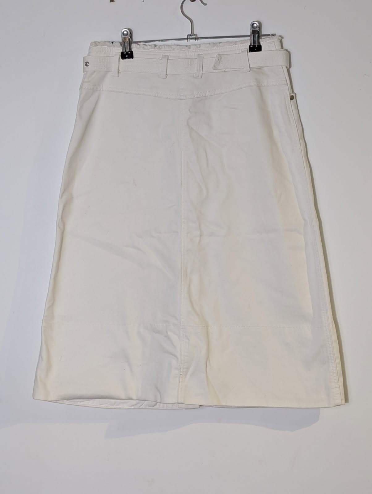 Seed Heritage White Denim Button-Front Midi Skirt - Size 8 — photo 3 of 6