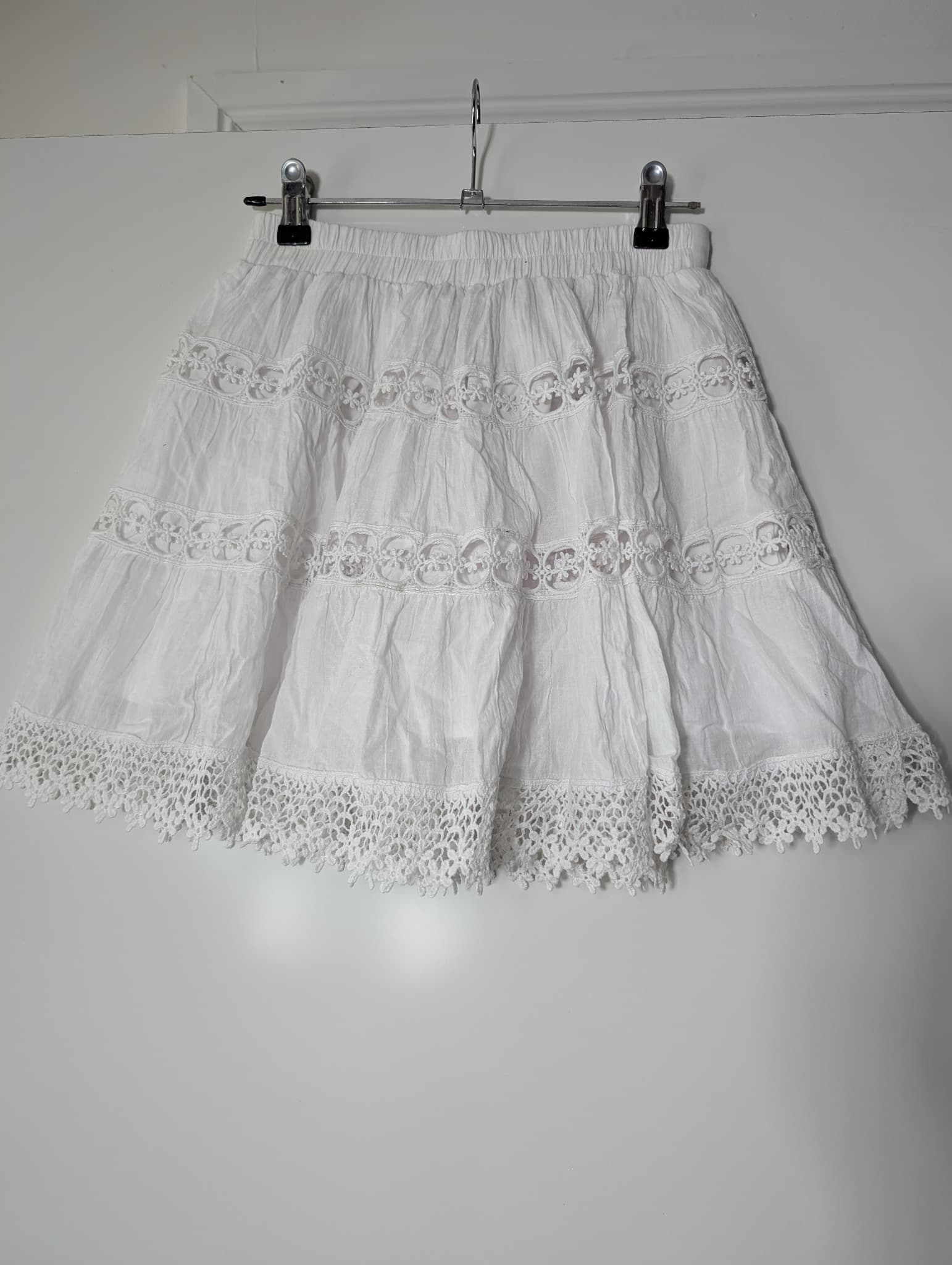Seven Wonders Tiered Cotton Skirt White Size XS — photo 3 of 5